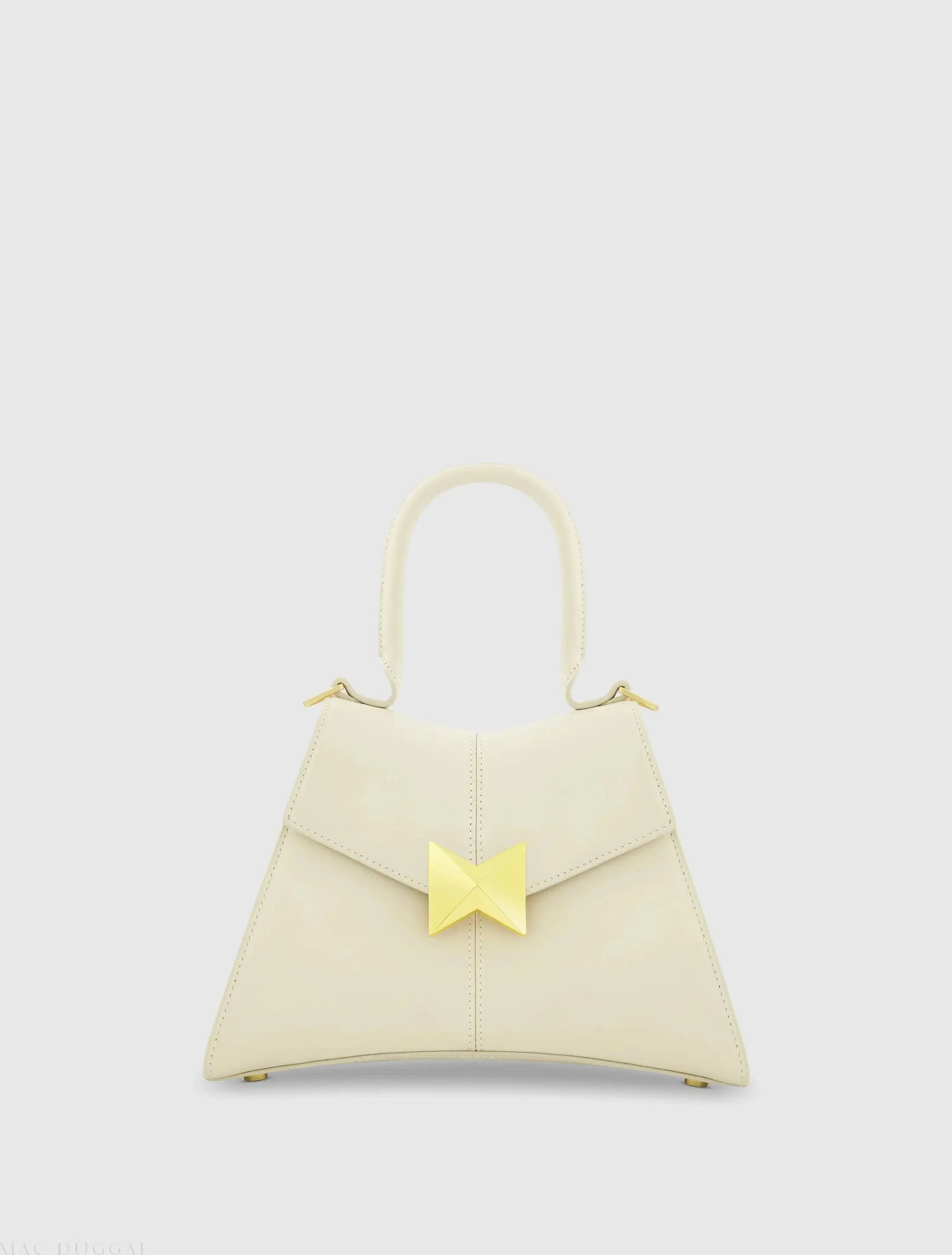 White Angular Small Leather Handbag With Gold Hardware - FINAL SALE-Myartka