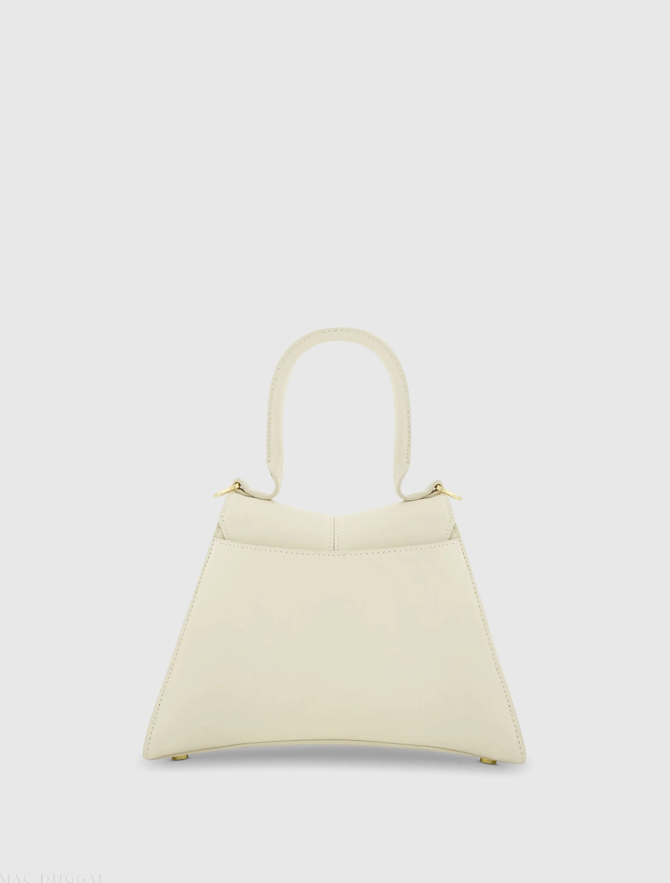 White Angular Small Leather Handbag With Gold Hardware - FINAL SALE-Myartka
