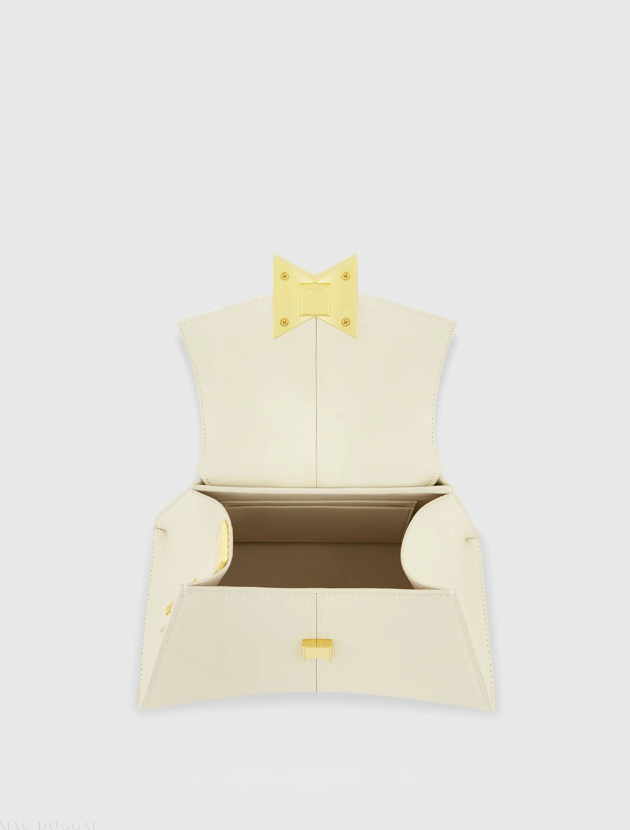 White Angular Small Leather Handbag With Gold Hardware - FINAL SALE-Myartka