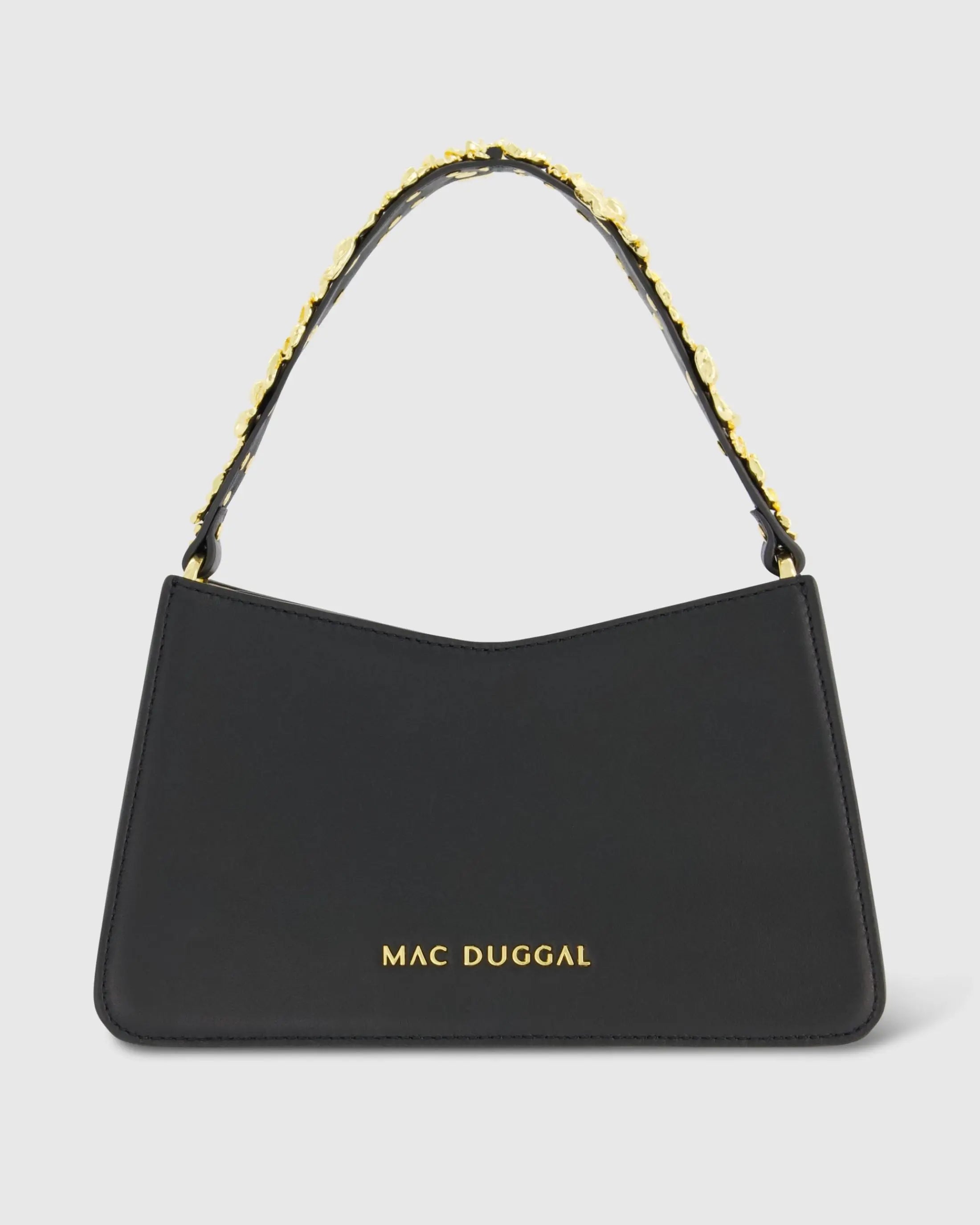 Gold Floral Small Black Nappa Leather Shoulder Bag - FINAL SALE-Myartka