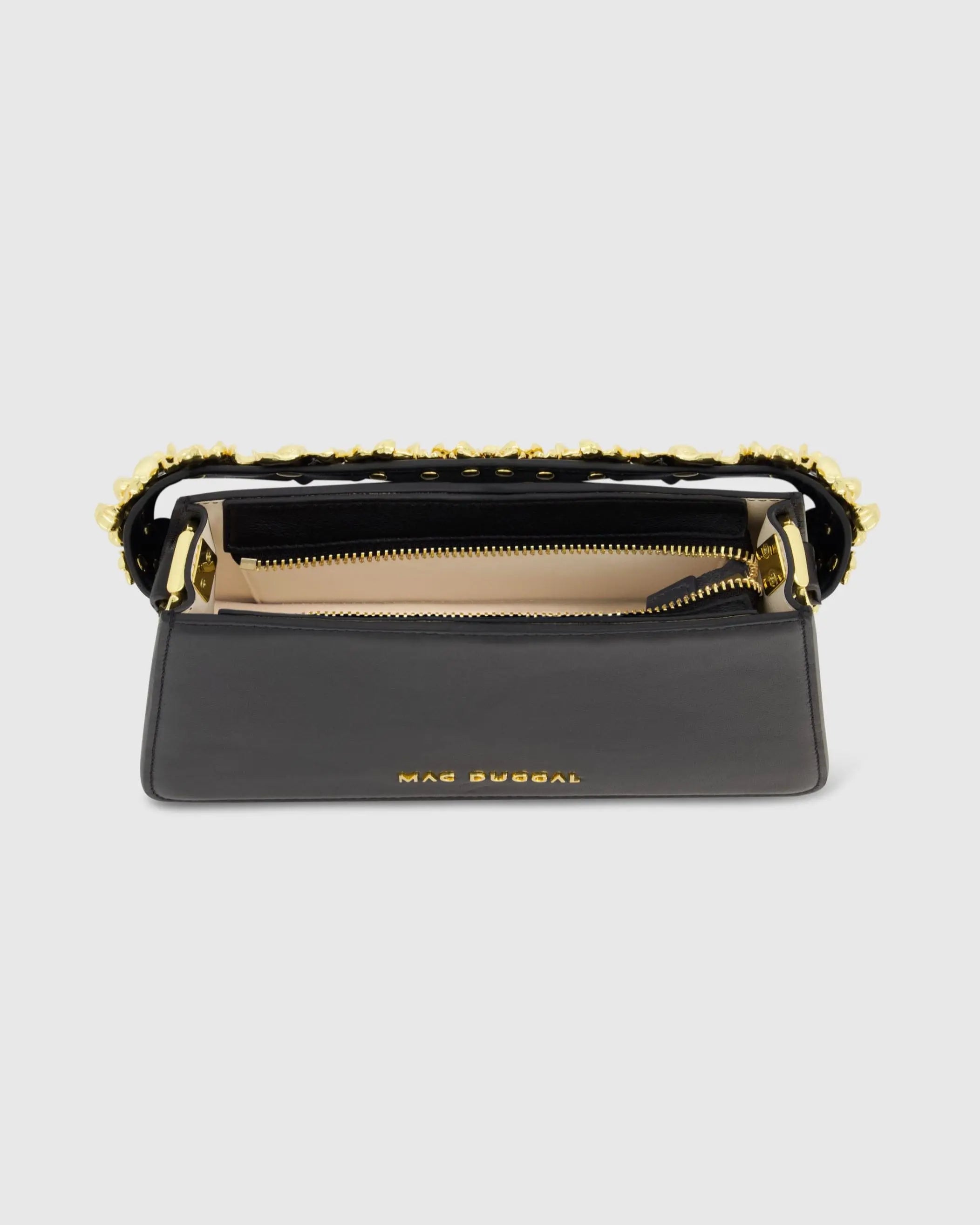 Gold Floral Small Black Nappa Leather Shoulder Bag - FINAL SALE-Myartka