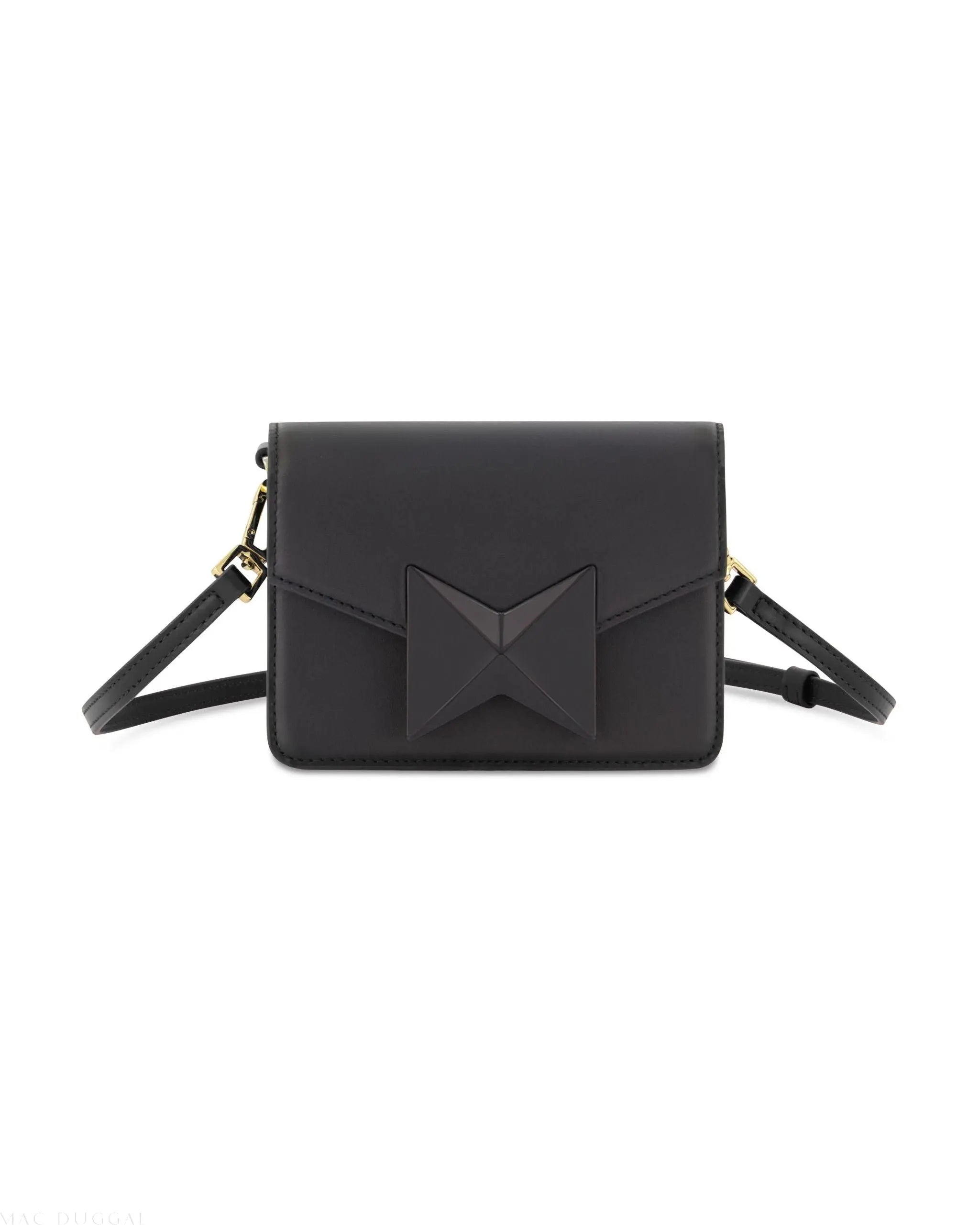 Black Mini Leather Tone On Tone Crossbody Bag-Myartka