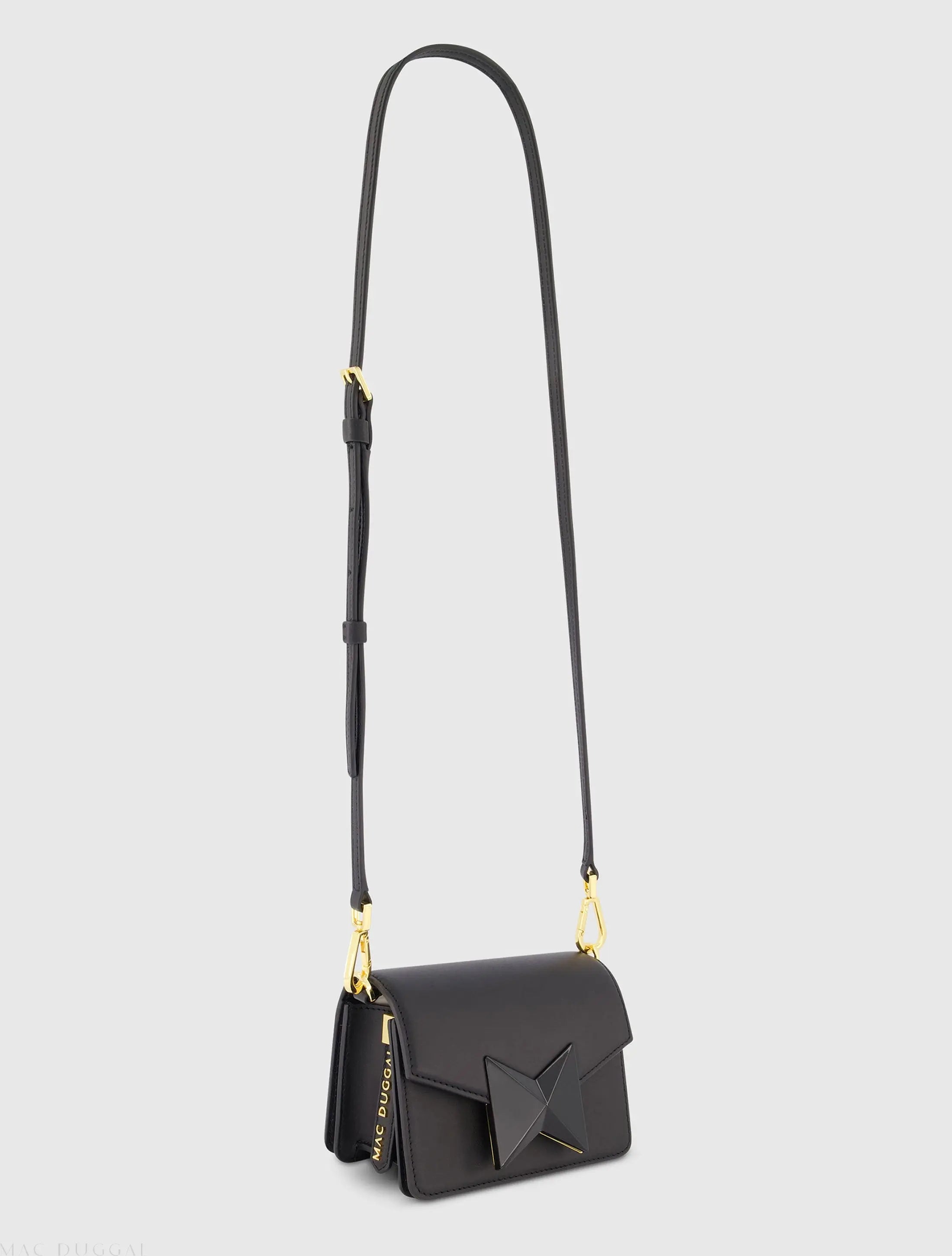Black Mini Leather Tone On Tone Crossbody Bag-Myartka
