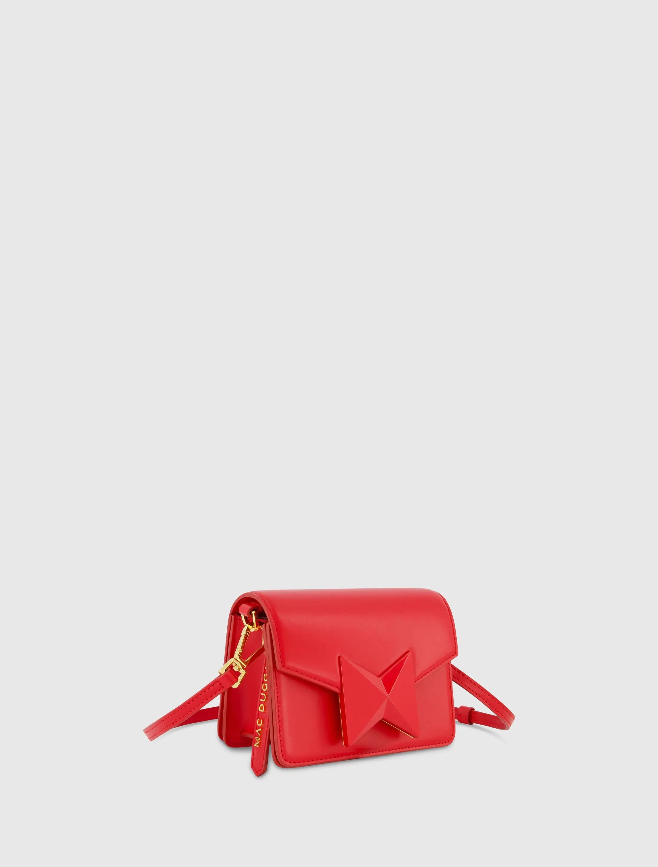 Red Mini Leather Tone On Tone Crossbody Bag-Myartka
