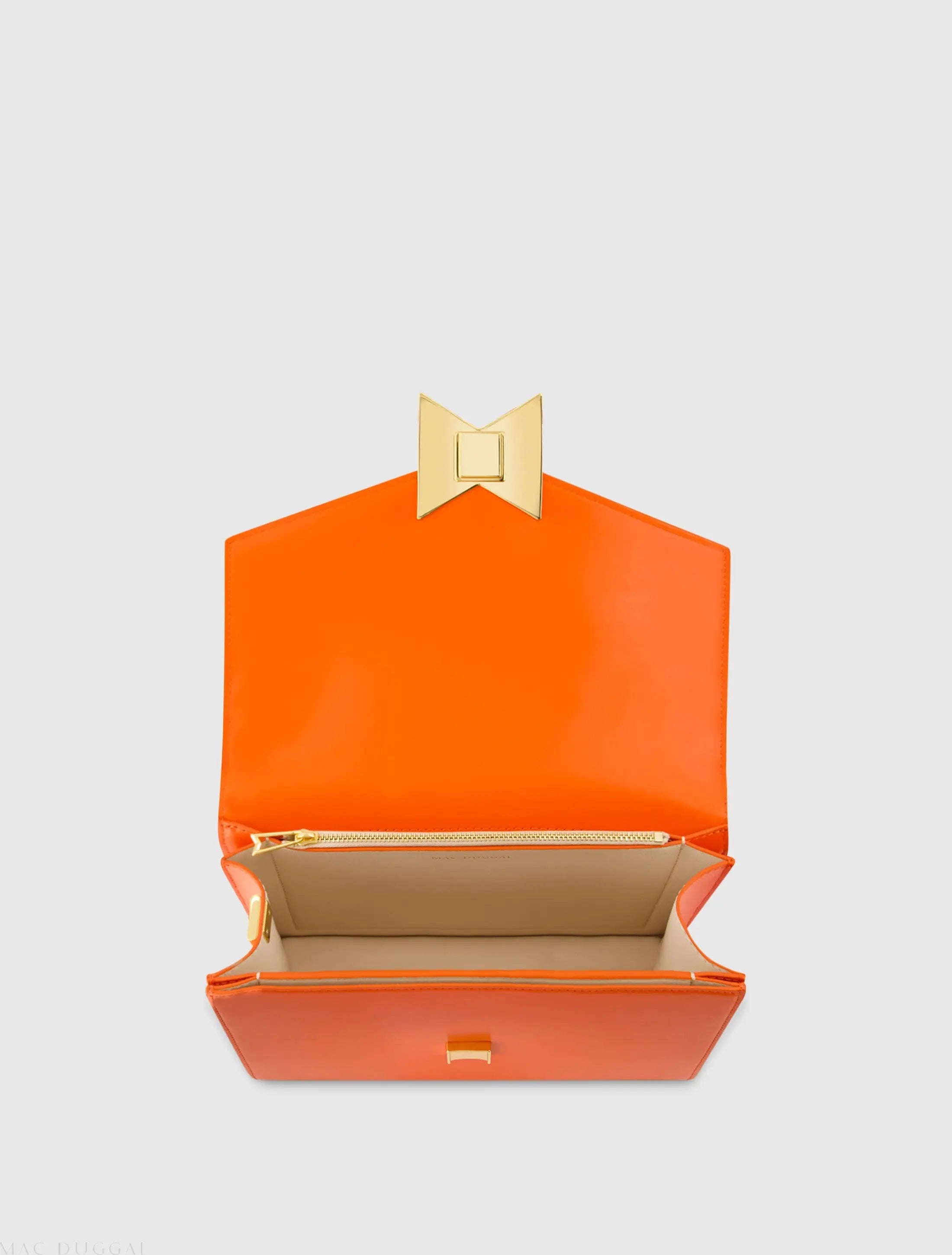 Orange Classic Leather Medium Shoulder Bag with Detachable Strap-Myartka