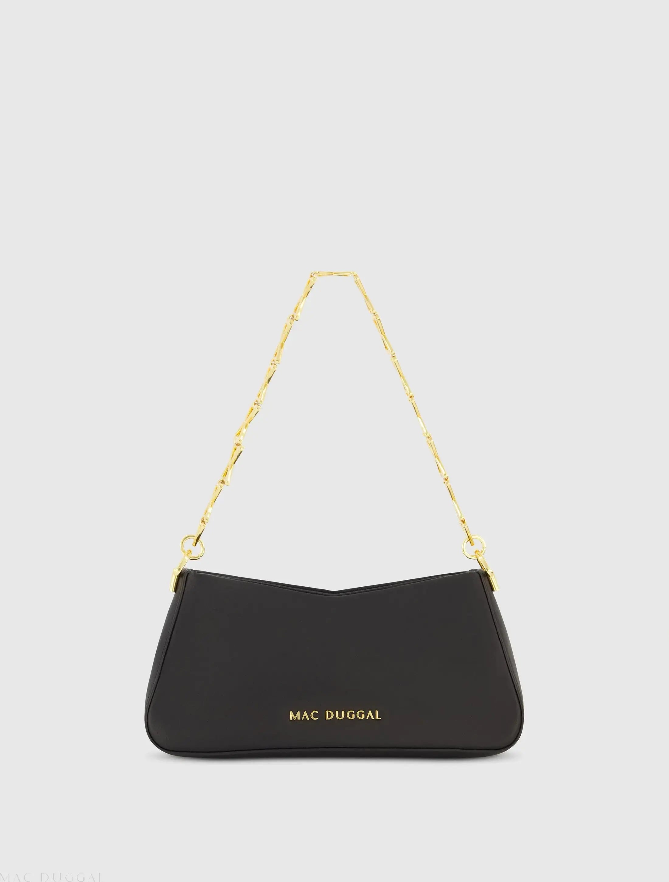 Black Small Gold Strap Nappa Leather Shoulder Bag-Myartka