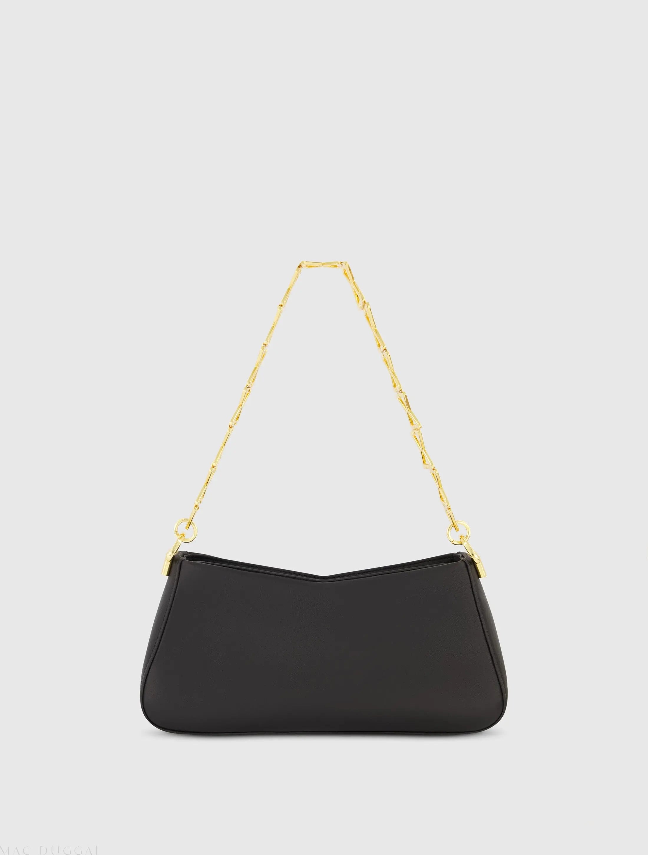 Black Small Gold Strap Nappa Leather Shoulder Bag-Myartka