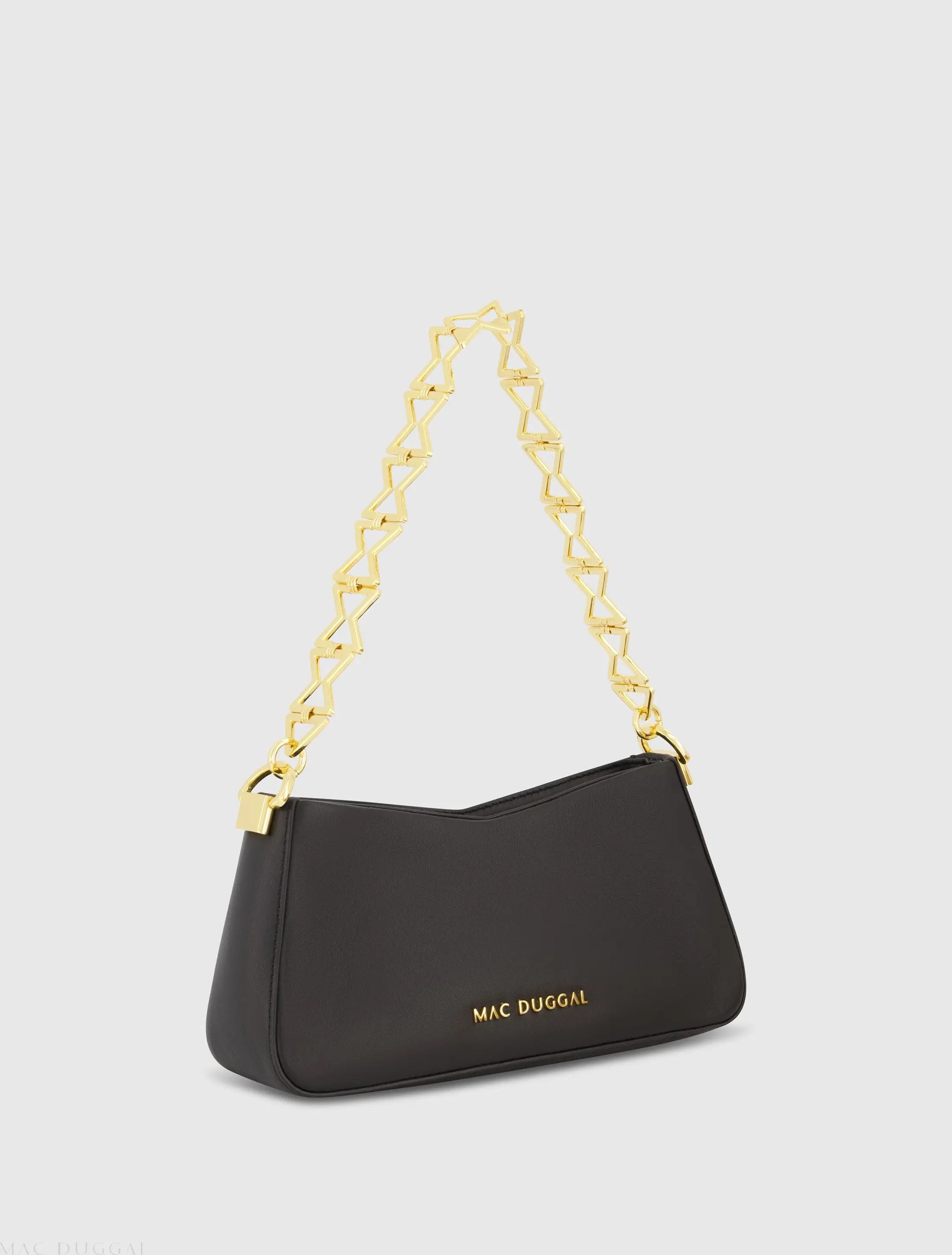 Black Small Gold Strap Nappa Leather Shoulder Bag-Myartka