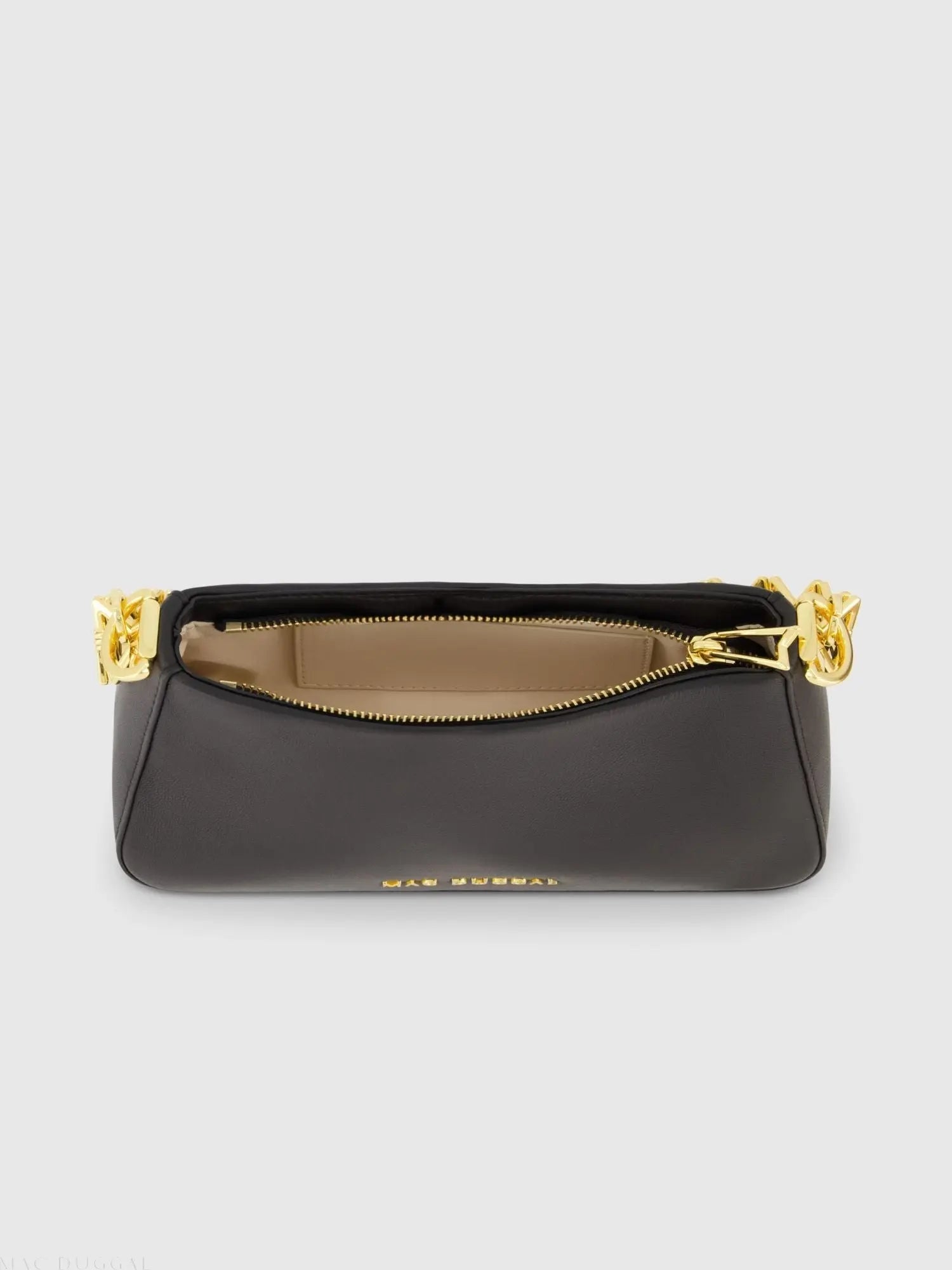 Black Small Gold Strap Nappa Leather Shoulder Bag-Myartka