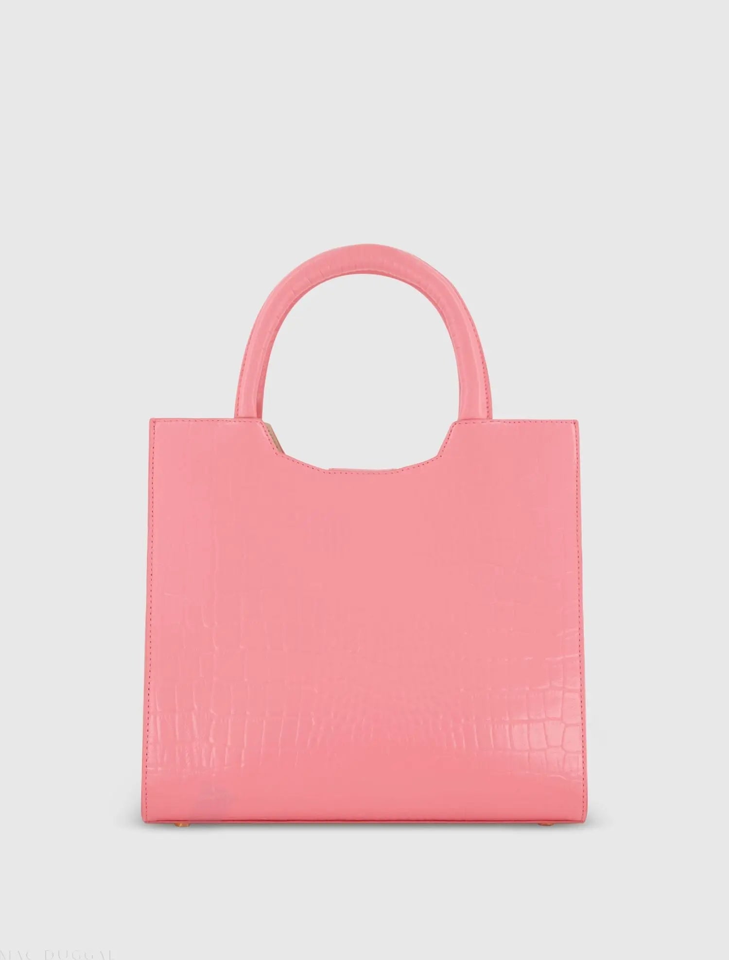 Pink Buckled Medium Croco Leather Tote Bag with Detachable Strap-Myartka