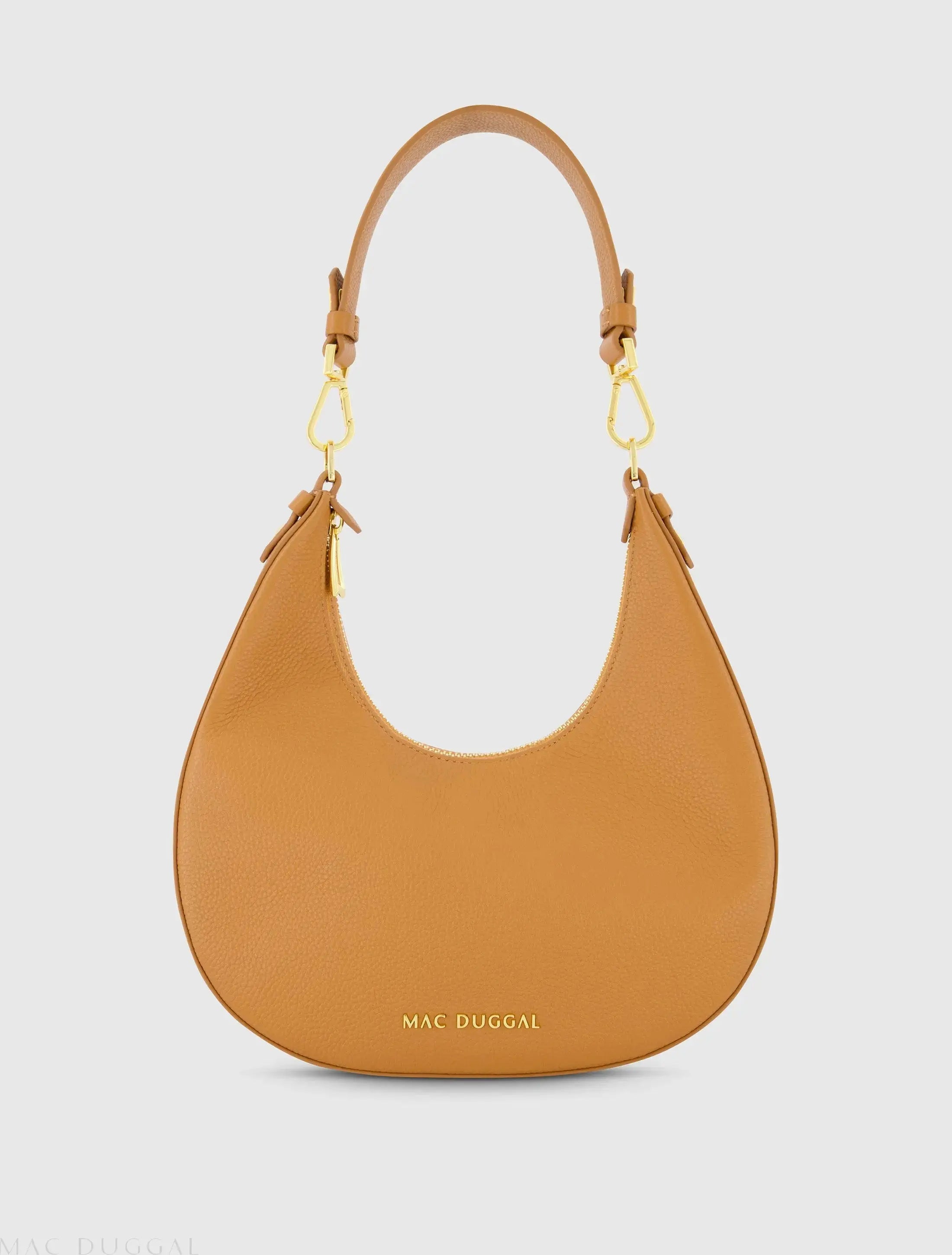 Brown Grain Leather Hobo Bag With Gold Hardware - FINAL SALE-Myartka