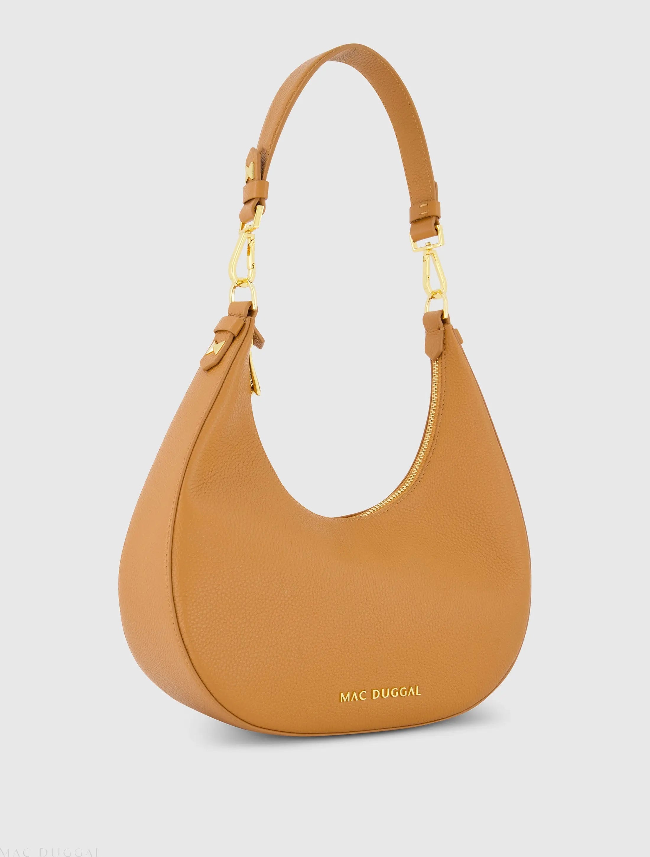 Brown Grain Leather Hobo Bag With Gold Hardware - FINAL SALE-Myartka