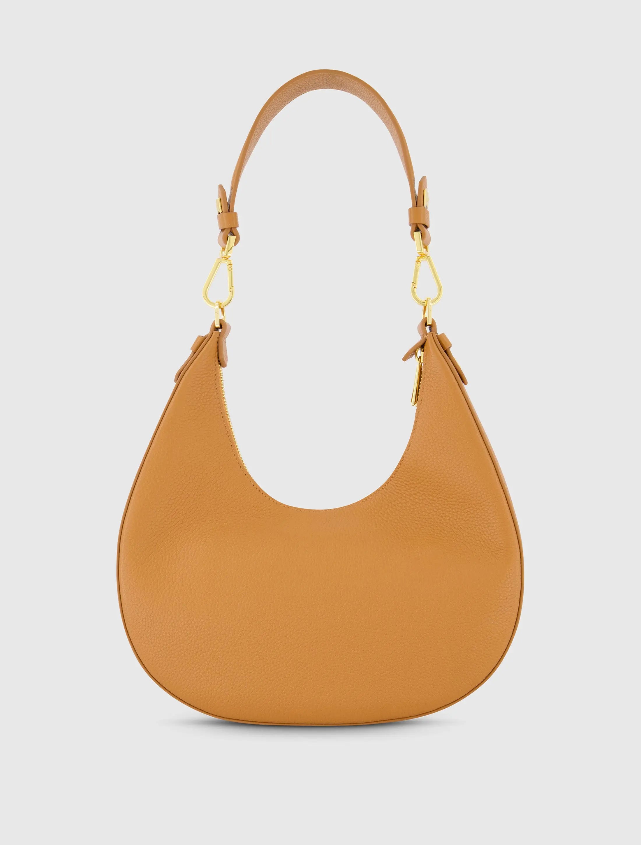 Brown Grain Leather Hobo Bag With Gold Hardware - FINAL SALE-Myartka