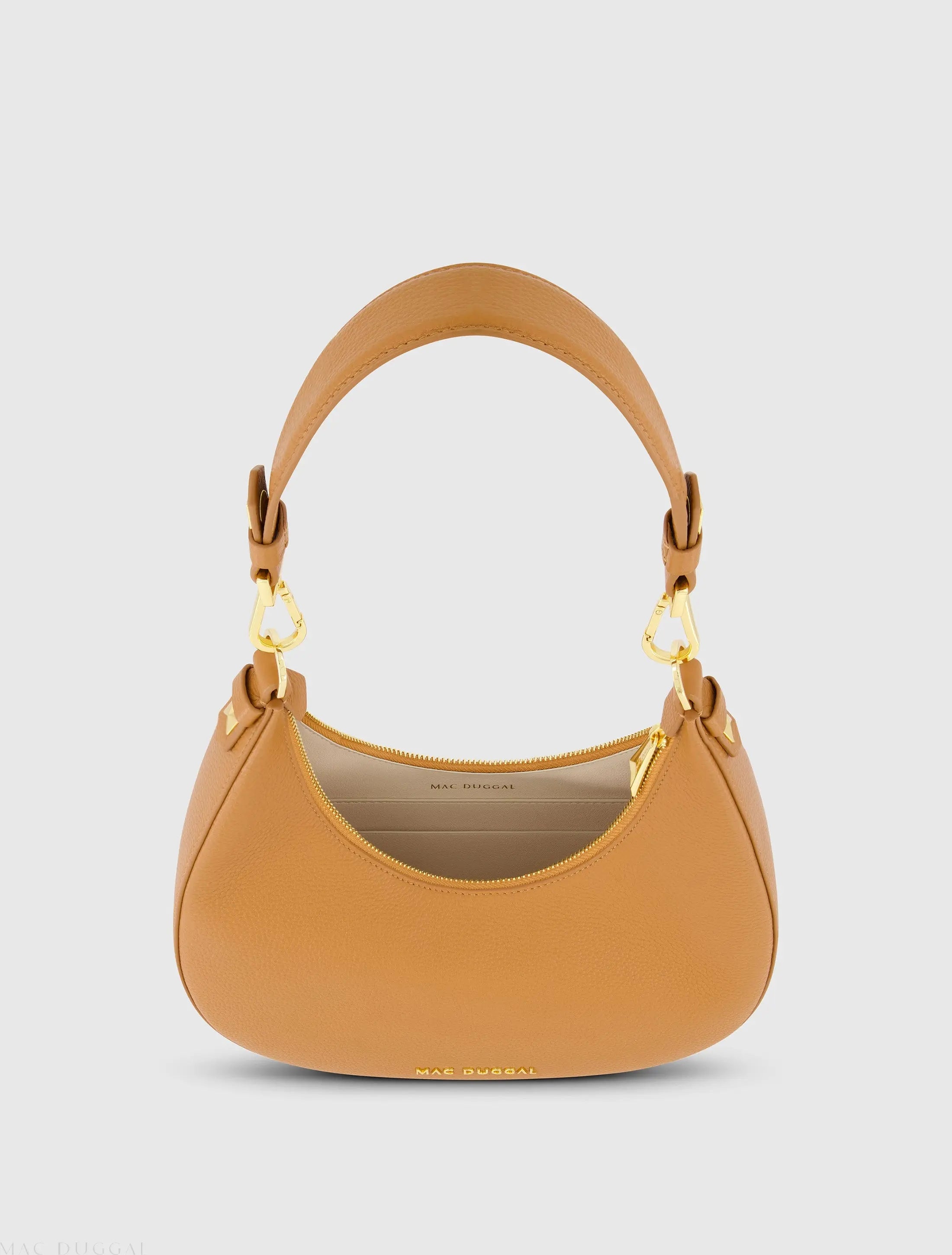 Brown Grain Leather Hobo Bag With Gold Hardware - FINAL SALE-Myartka