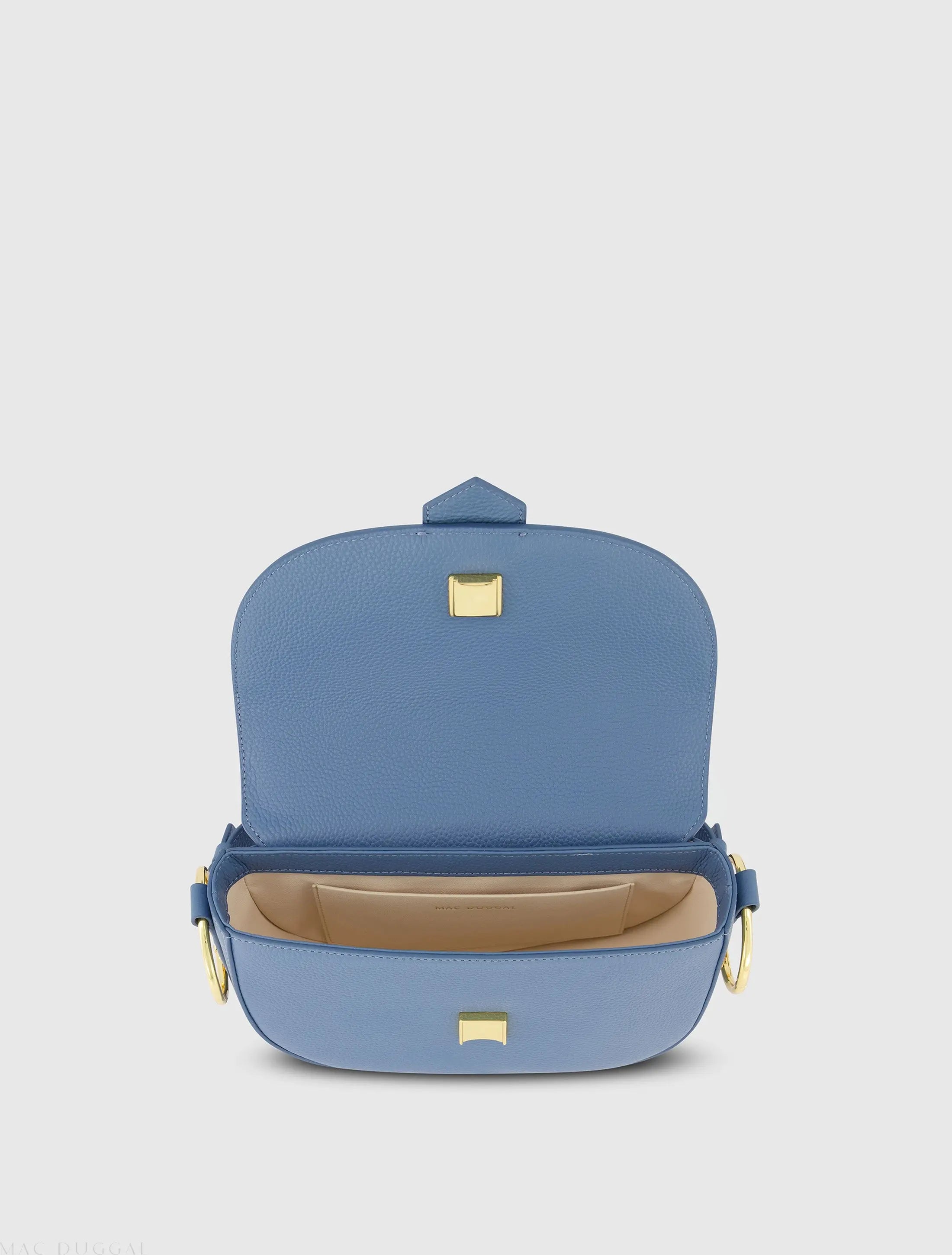 Blue Grain Leather Saddle Bag With Gold Hardware - FINAL SALE-Myartka