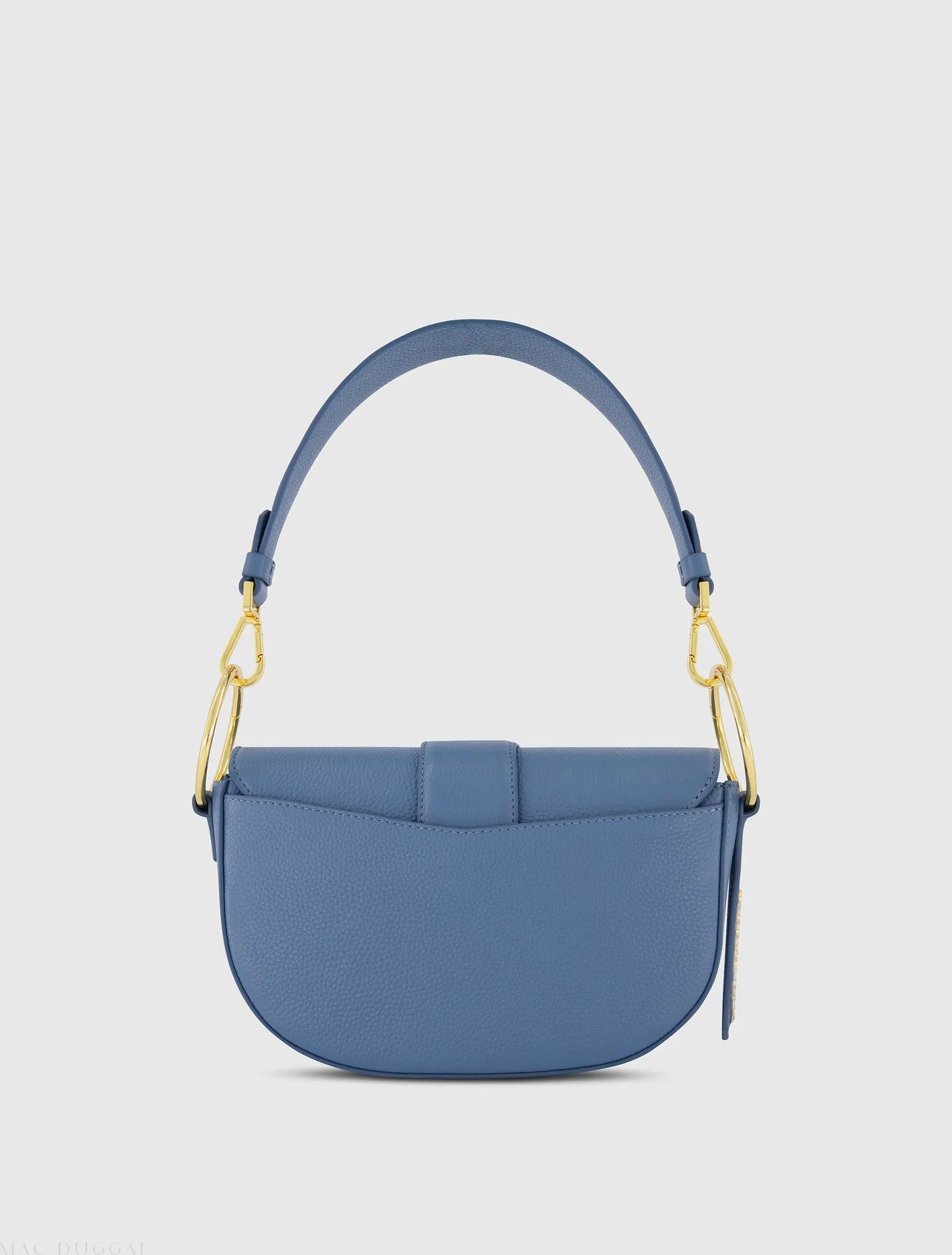 Blue Grain Leather Saddle Bag With Gold Hardware - FINAL SALE-Myartka