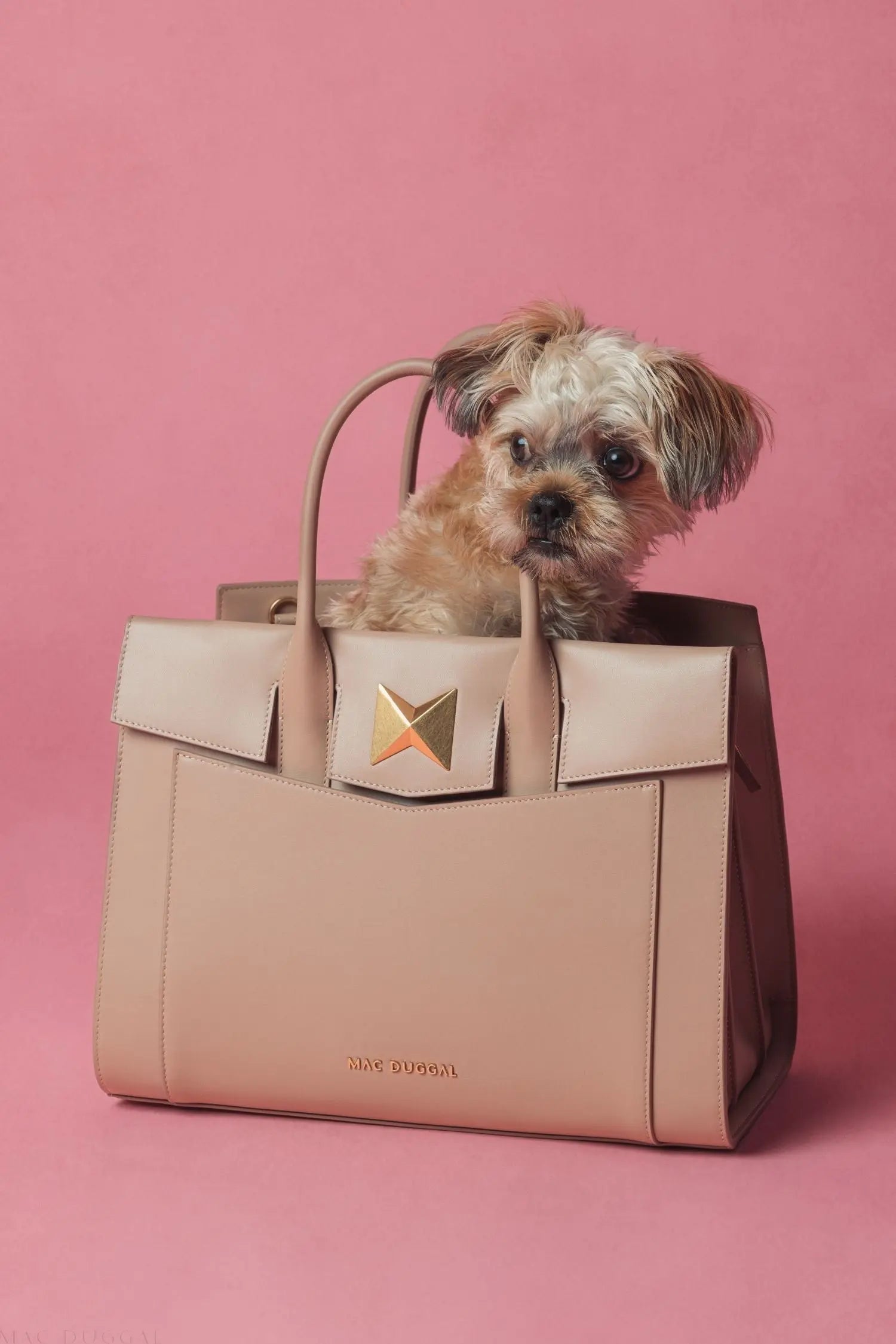 Beige Large Leather Briefcase Bag With Gold Hardware-Myartka