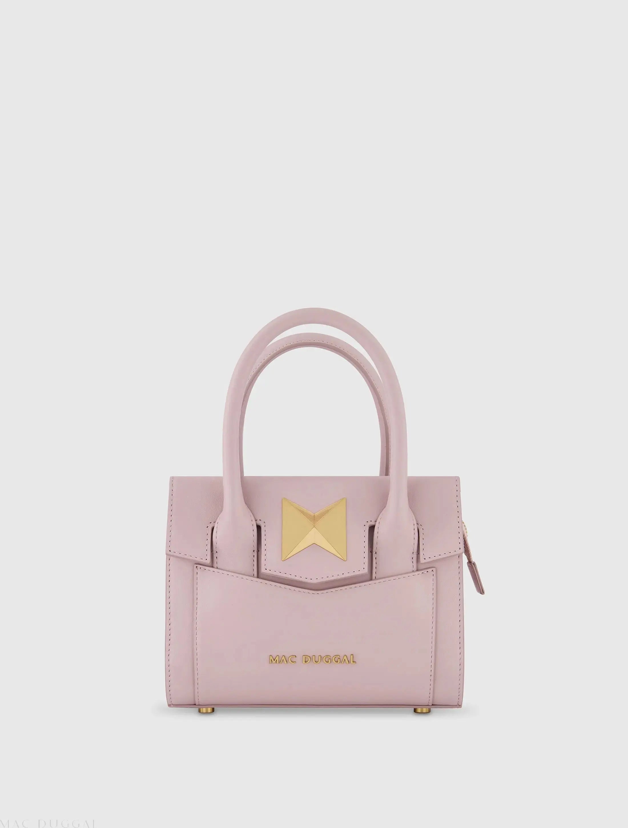Purple Small Leather Tote Bag With Gold Hardware-Myartka