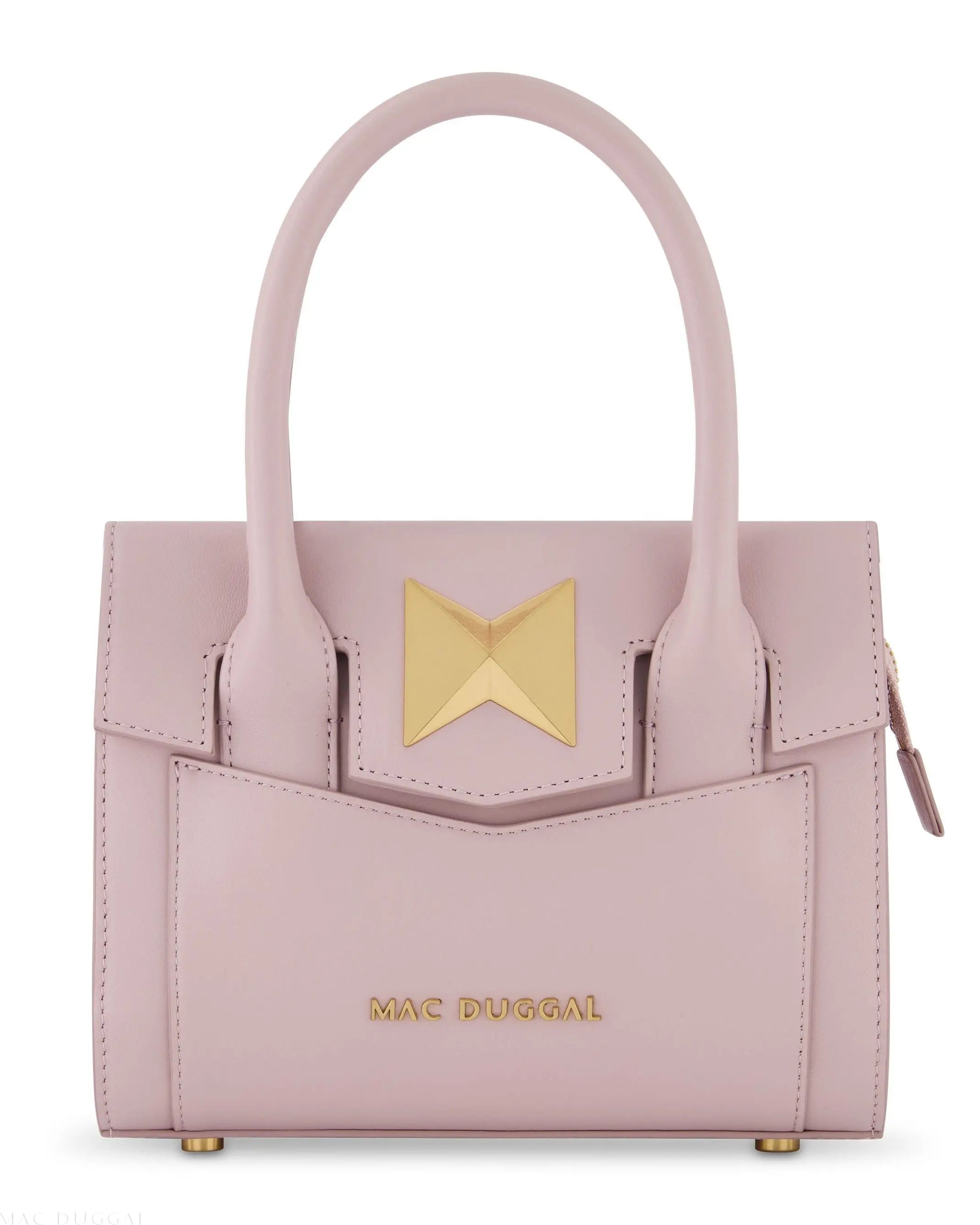 Purple Small Leather Tote Bag With Gold Hardware-Myartka