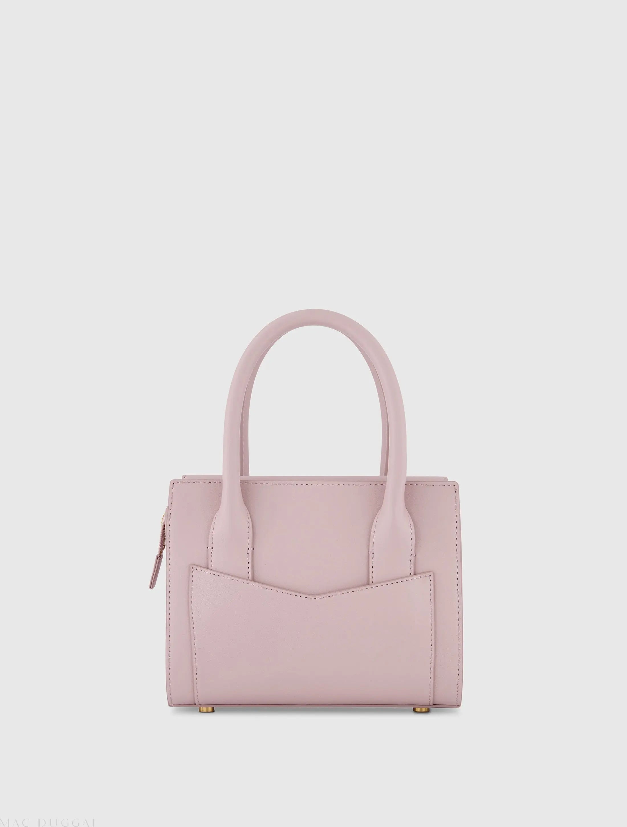 Purple Small Leather Tote Bag With Gold Hardware-Myartka