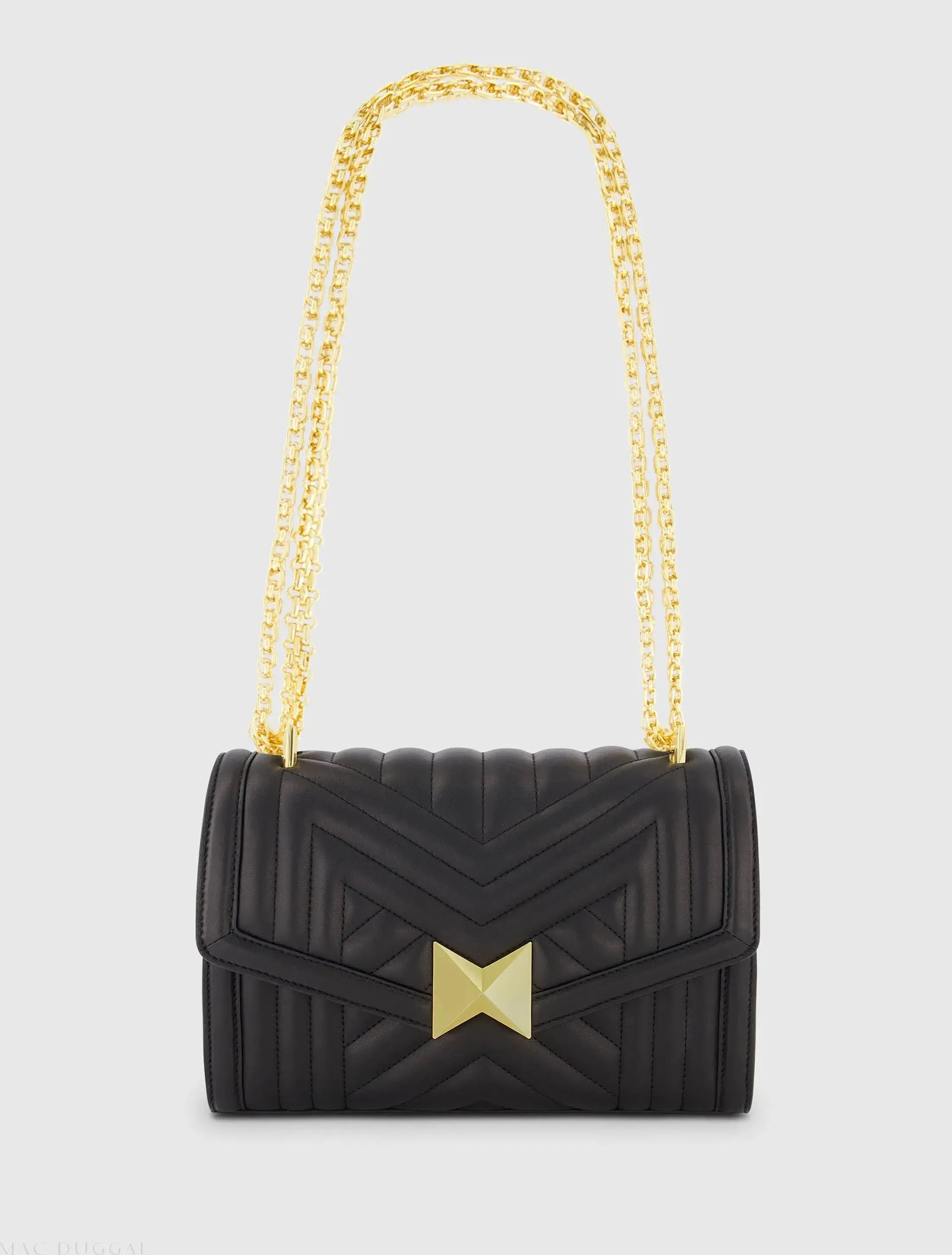 Black Quilted Napa Leather Handbag With Gold Chain-Myartka