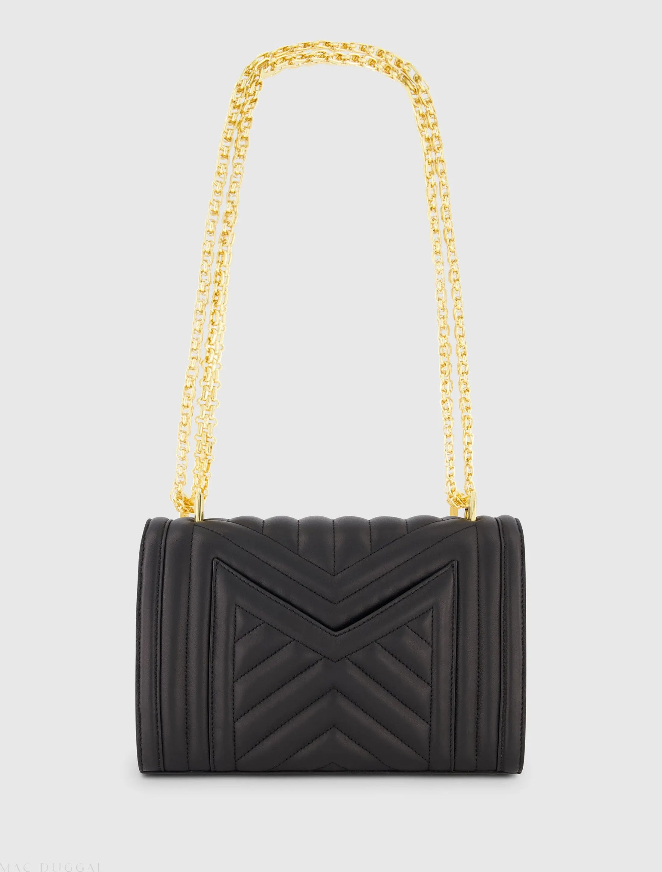 Black Quilted Napa Leather Handbag With Gold Chain-Myartka
