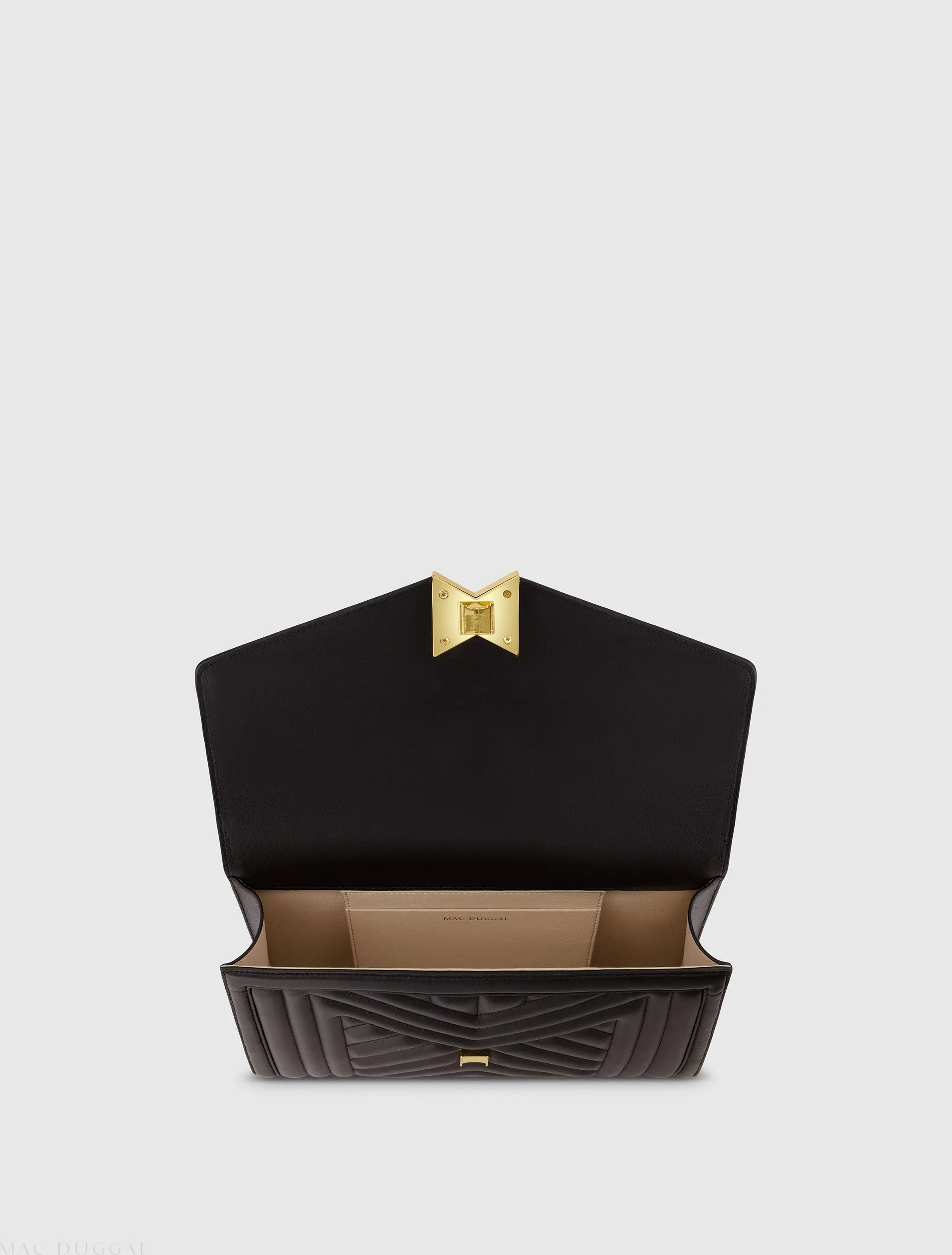 Black Quilted Napa Leather Handbag With Gold Chain-Myartka