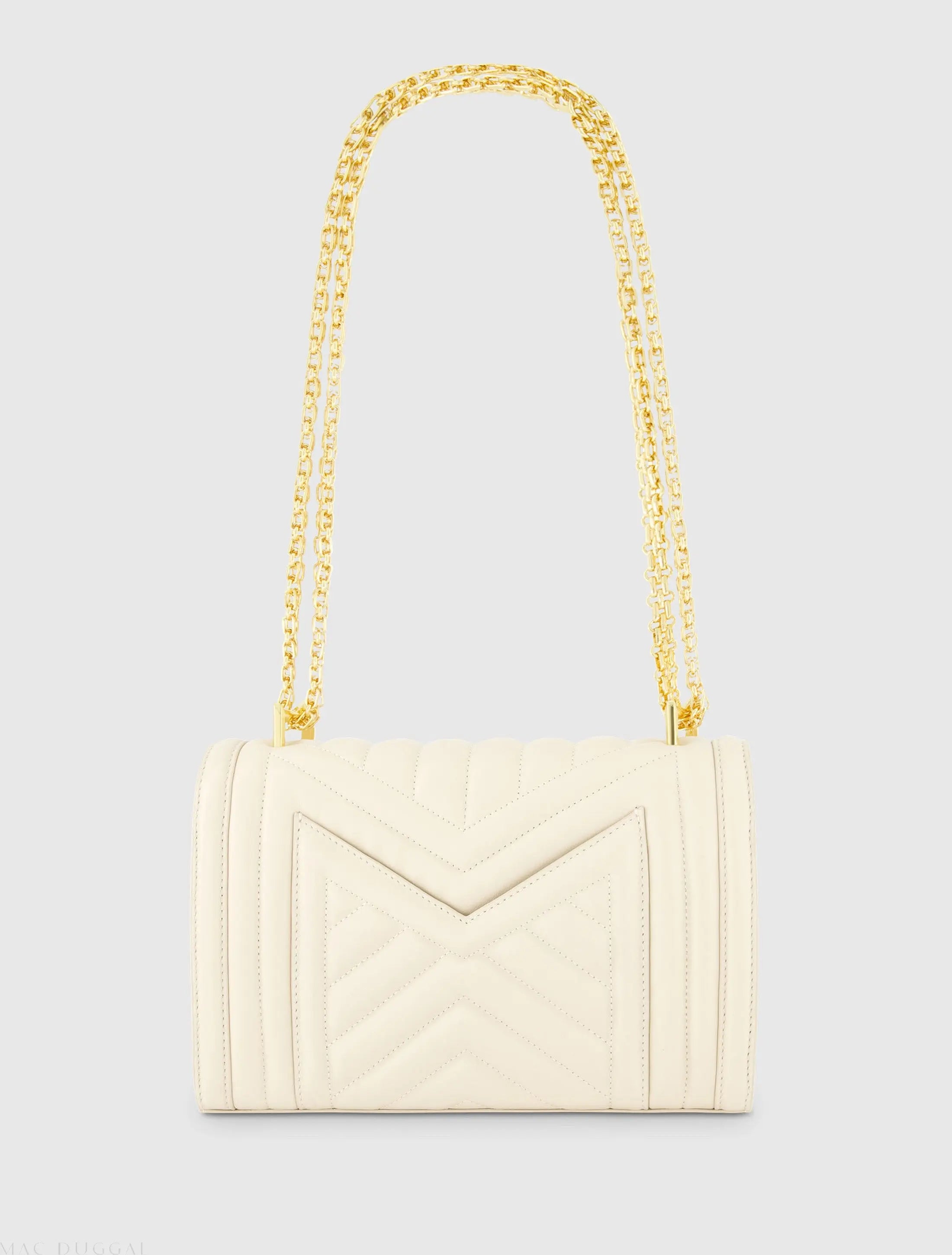 White Quilted Napa Leather Handbag With Gold Chain-Myartka