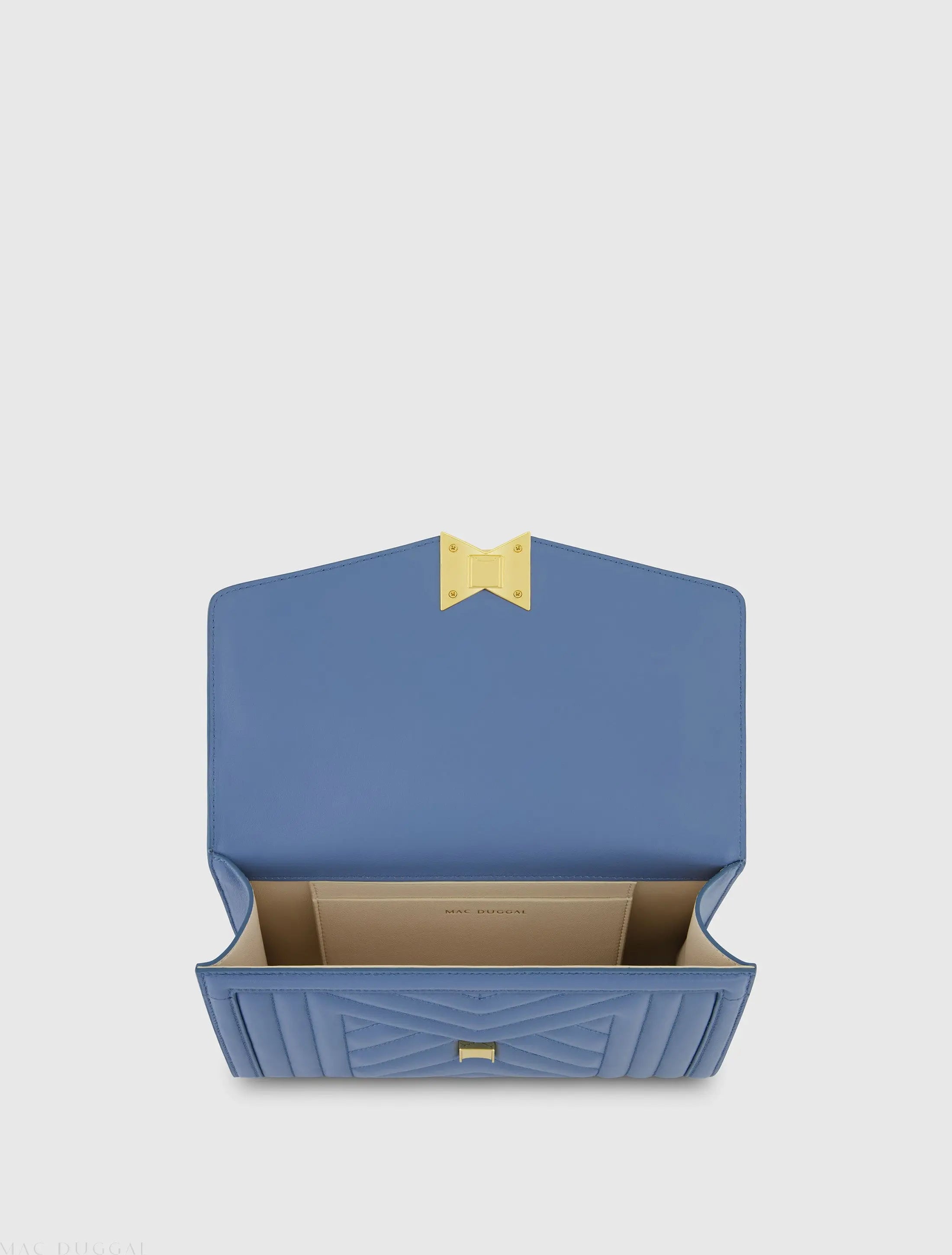 Blue Quilted Napa Leather Handbag With Gold Chain-Myartka