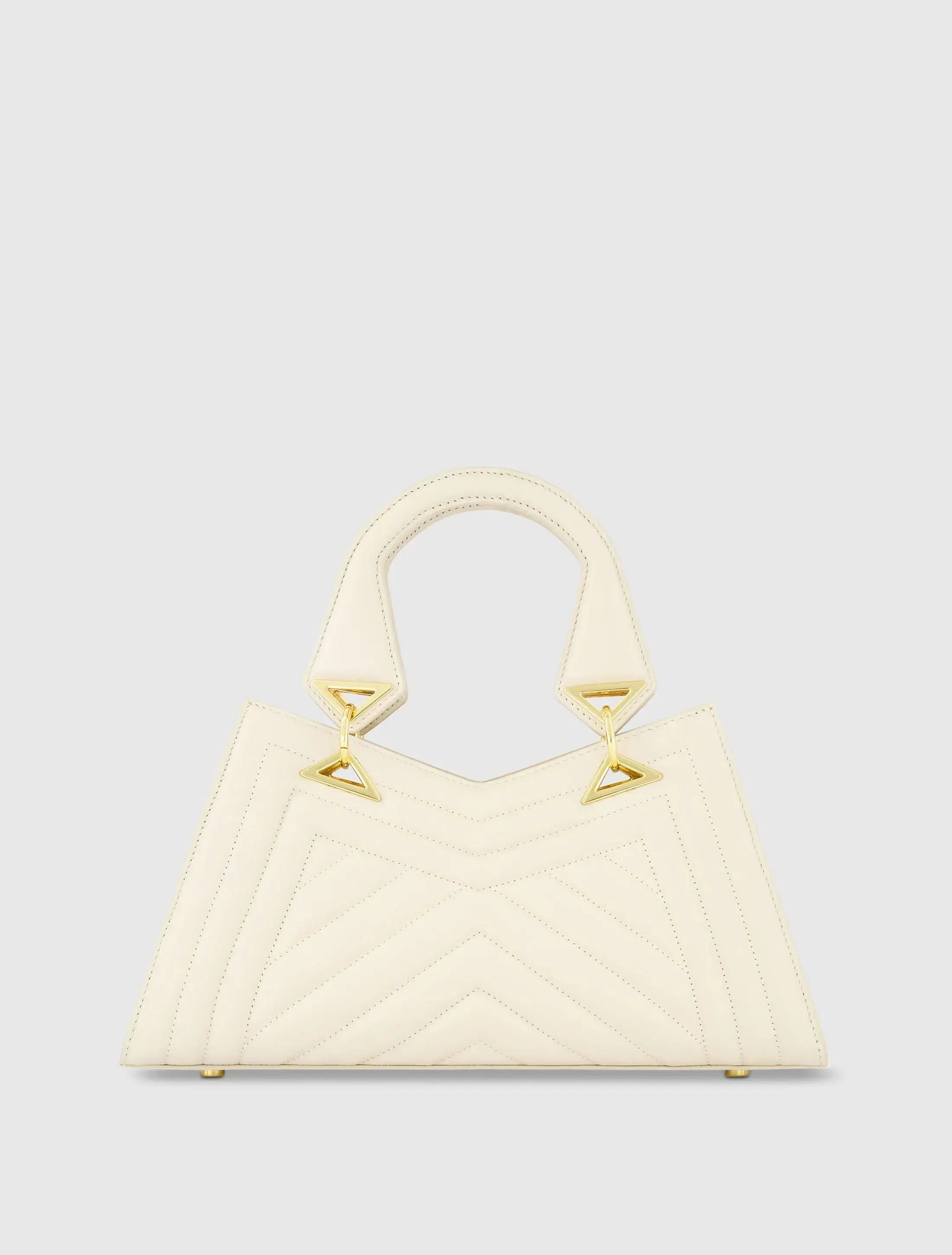 White Quilted Napa Leather Angular Handbag-Myartka