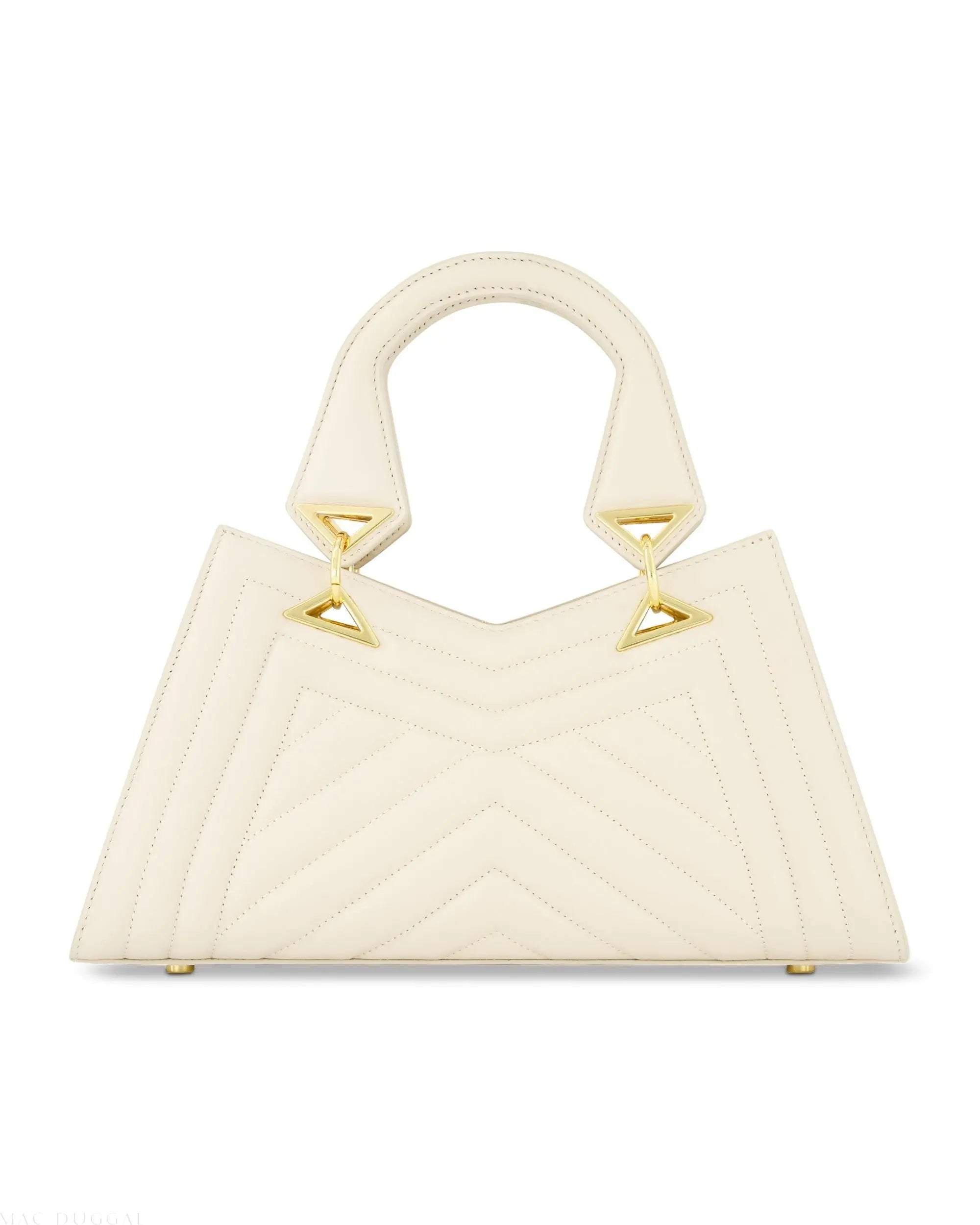 White Quilted Napa Leather Angular Handbag-Myartka