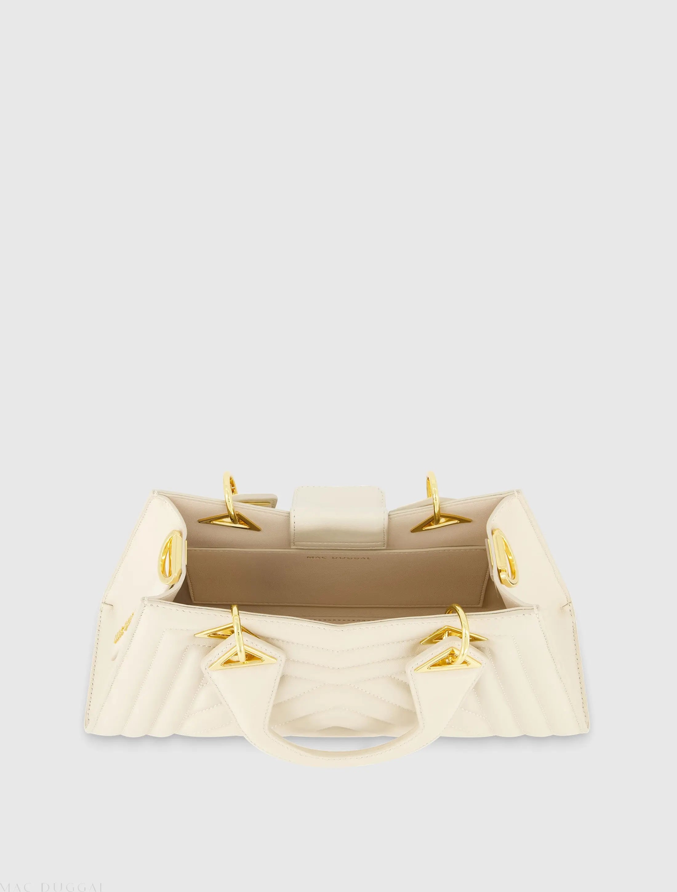 White Quilted Napa Leather Angular Handbag-Myartka