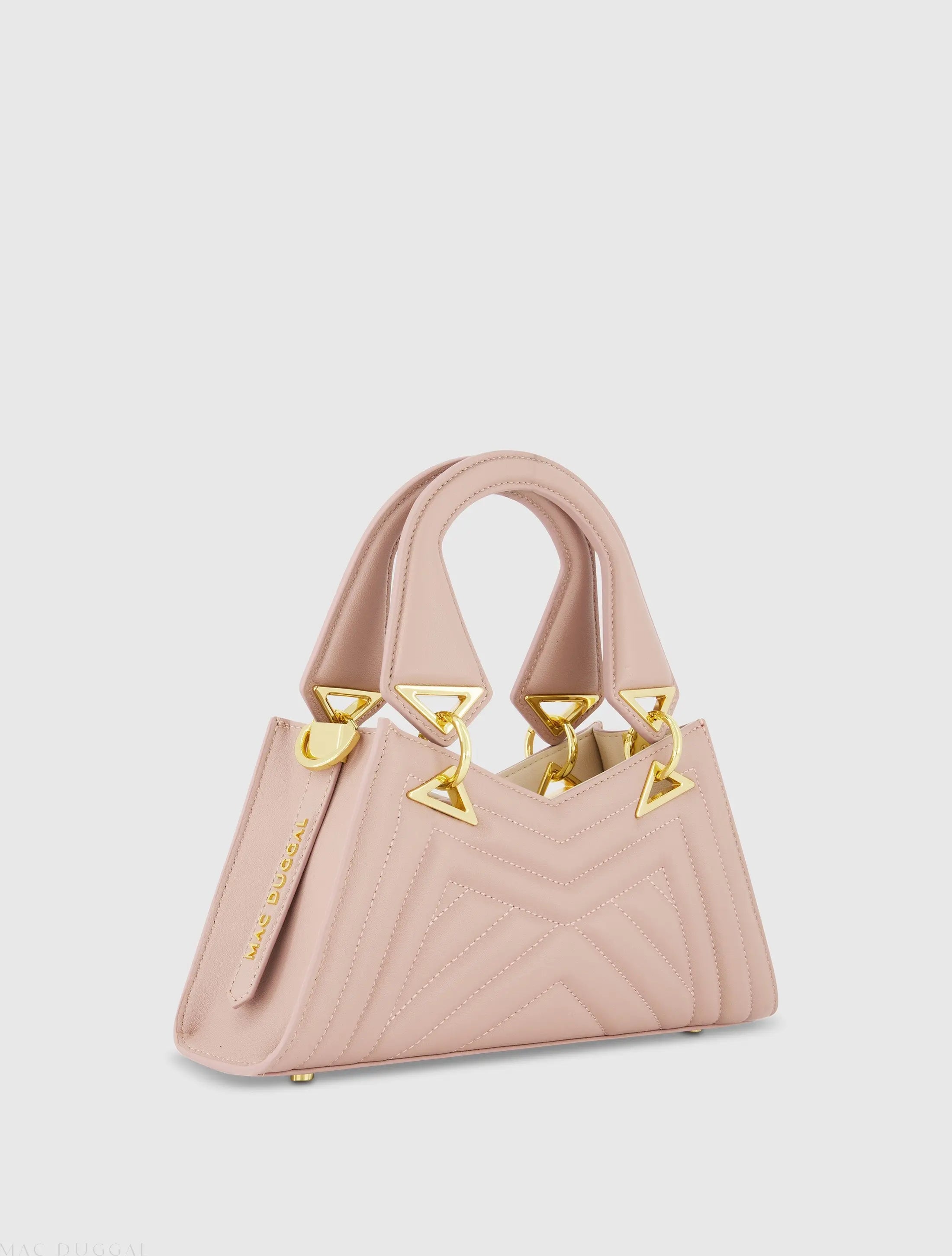 Pink Angular Quilted Napa Leather Handbag-Myartka
