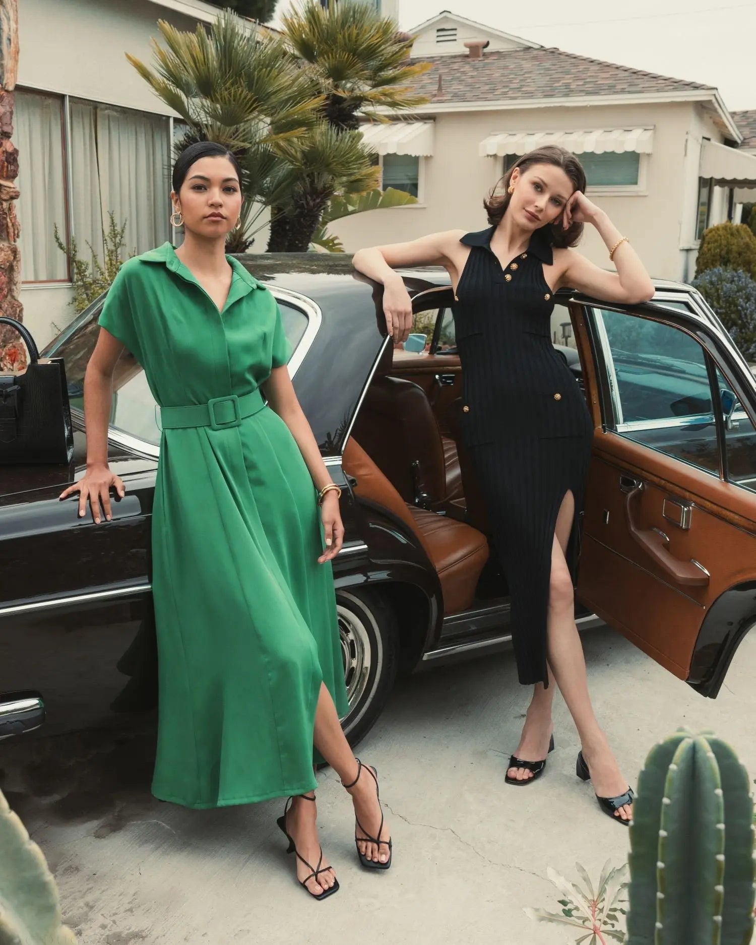 Black Rib Knit Collared Sleeveless Fitted Maxi Dress - FINAL SALE-Myartka