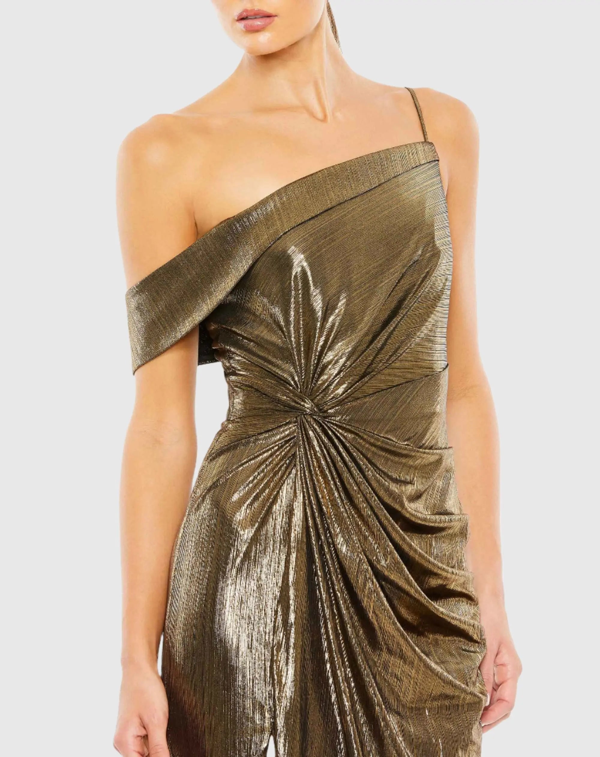 Gold Metallic Off The Shoulder Gown-Myartka