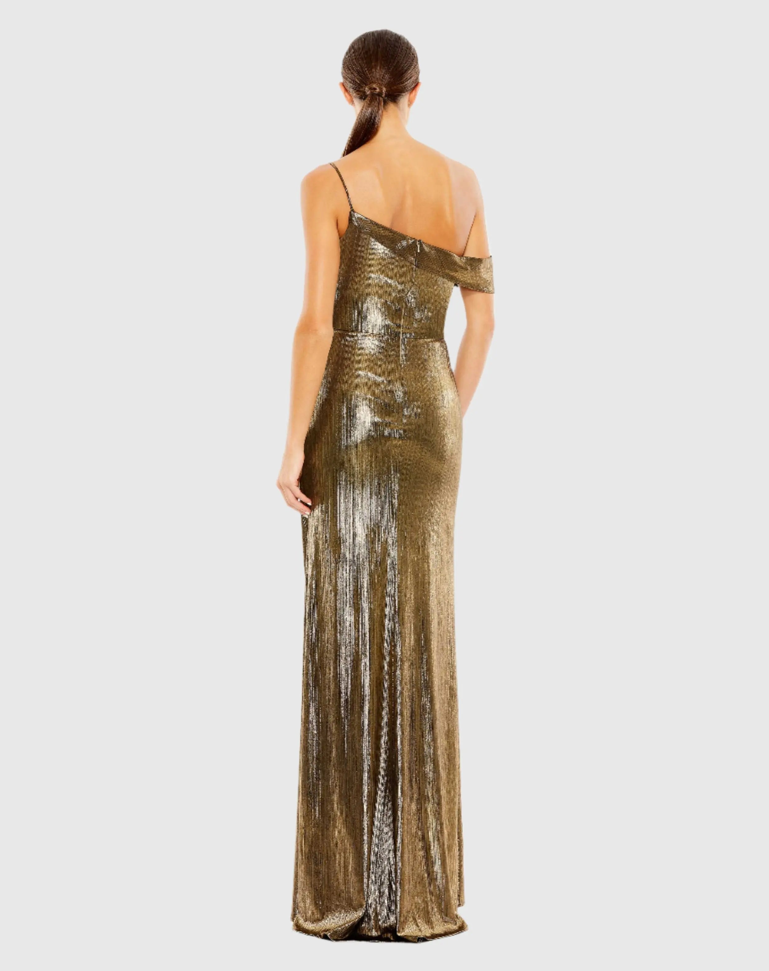 Gold Metallic Off The Shoulder Gown-Myartka