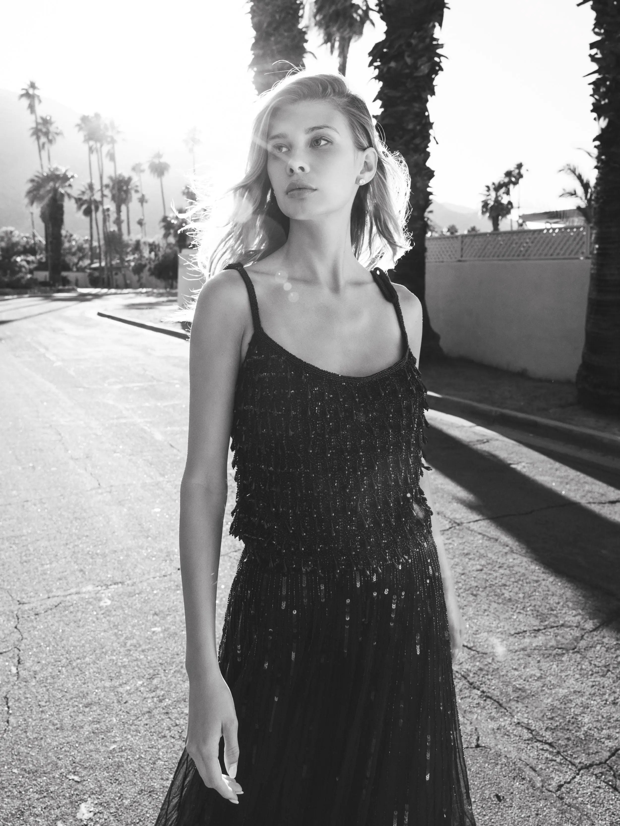 Black Long Sequin Embellished Chiffon Evening Skirt-Myartka