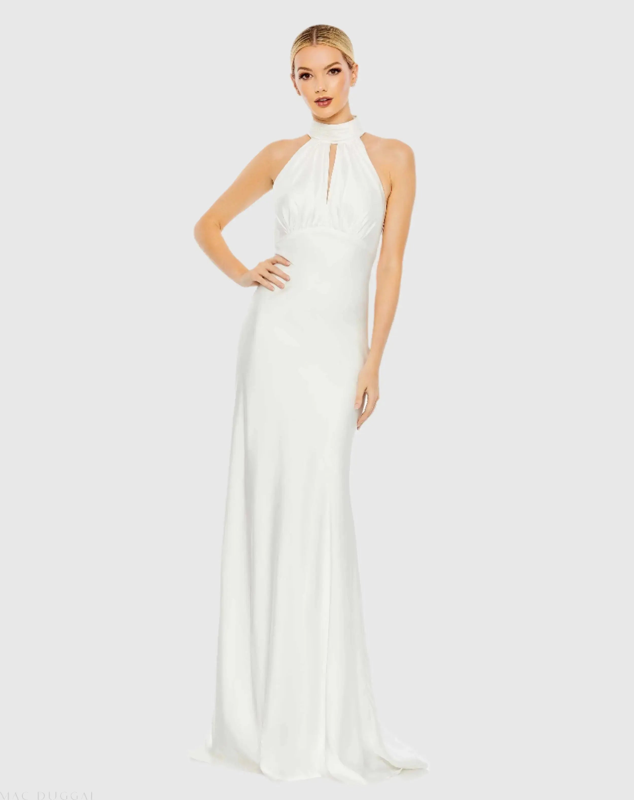 Keyhole Halter Empire Waist Gown-Myartka