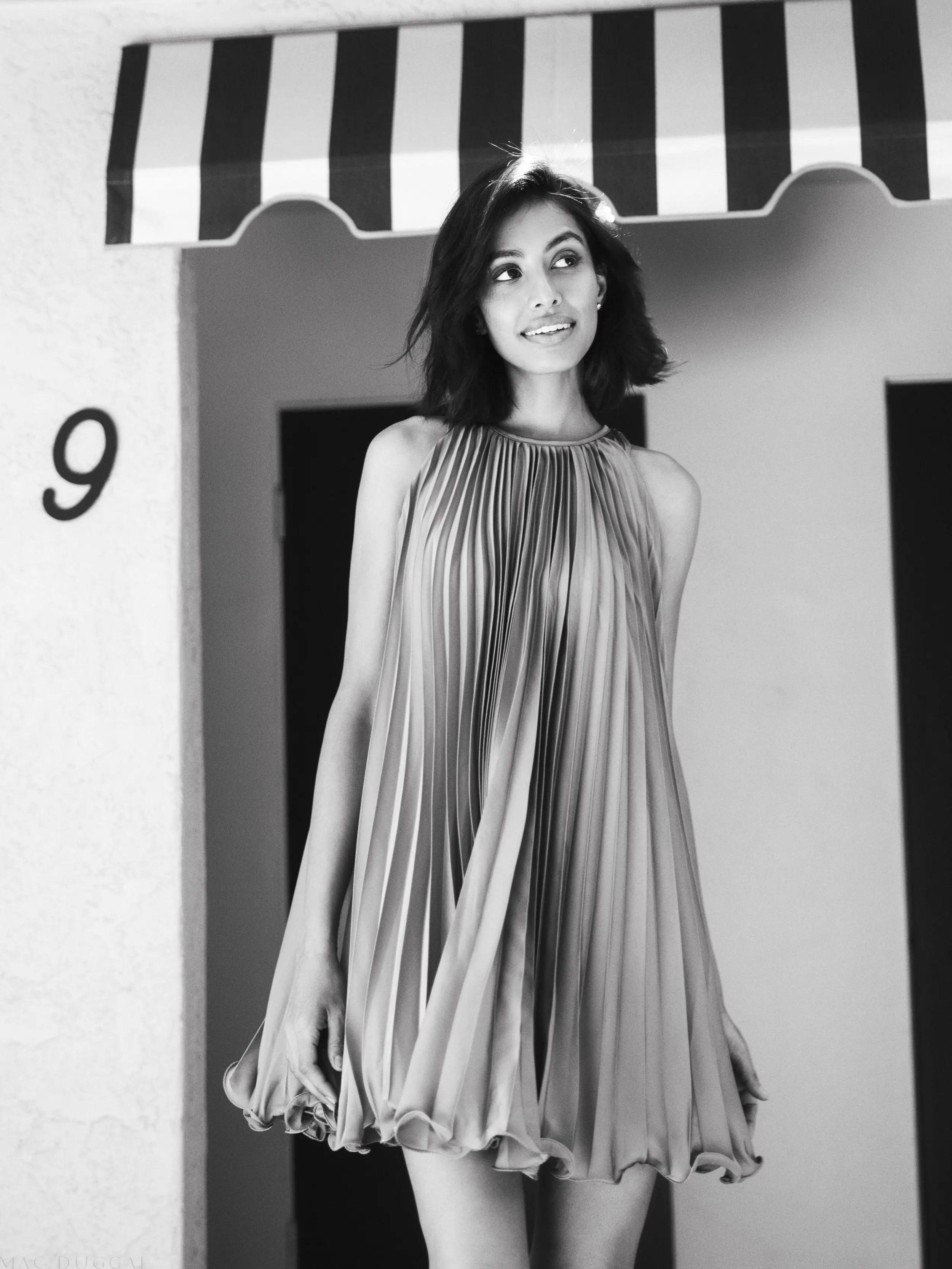 Orange Pleated Halter Neck Flowy Mini Trapeze Dress-Myartka