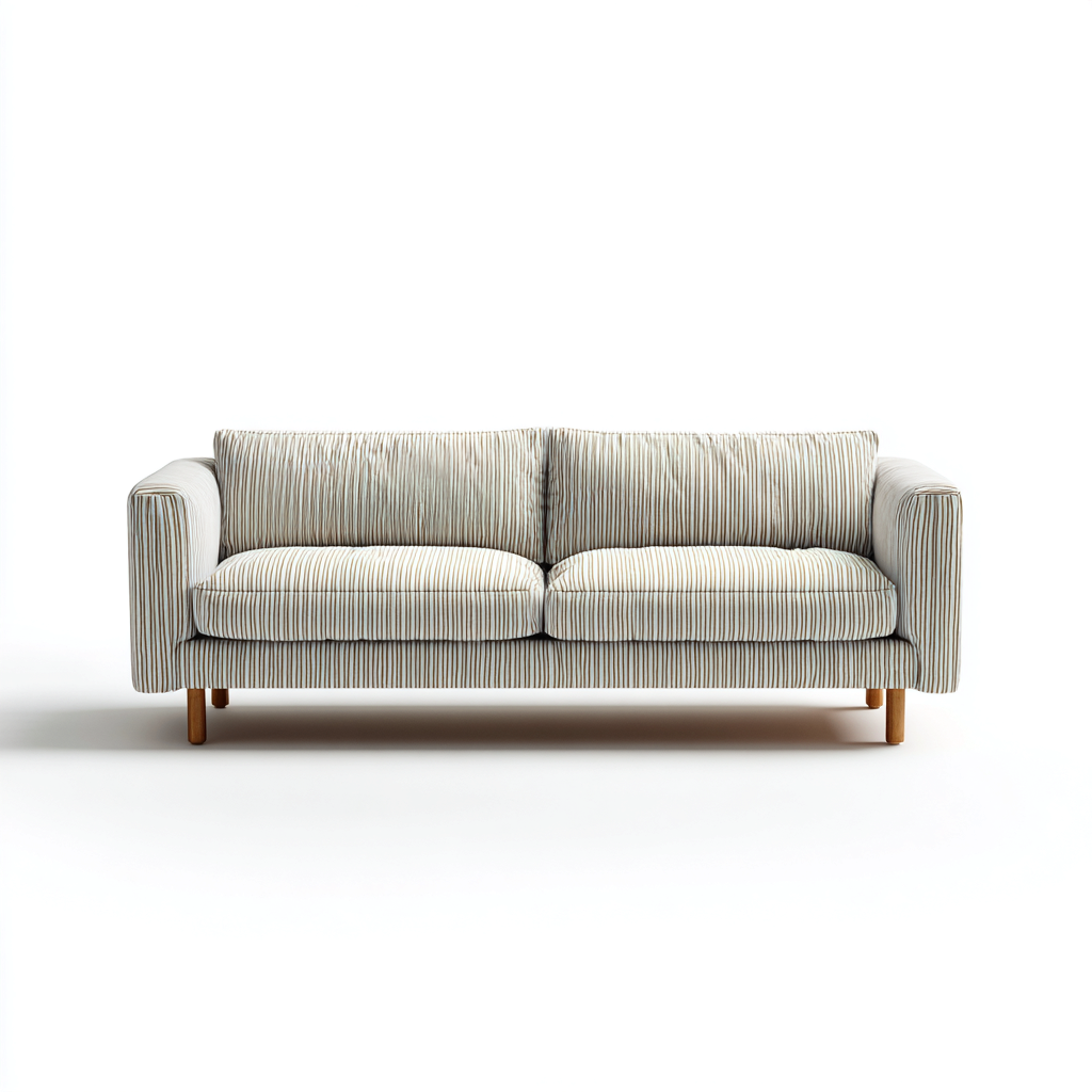 Divano a 3 posti - rivestimento in tessuto a righe - 210x92x80 cm - bianco - beige - stile moderno per soggiorno- Havengetyard