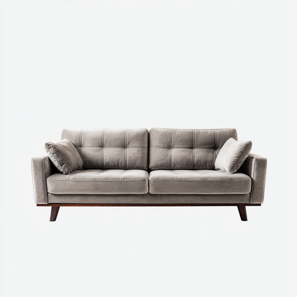 Divani a 3 posti-tessuto velluto-215x90x80cm-grigio chiaro-stile contemporaneo- Havengetyard