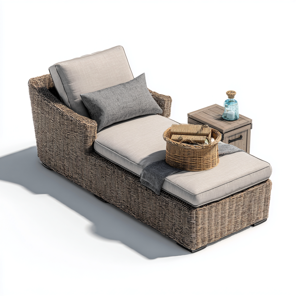 Lettino da sole - rattan sintetico e tessuto - 200x78x88 cm - beige chiaro - per esterni - stile naturale - design confortevole- Havengetyard