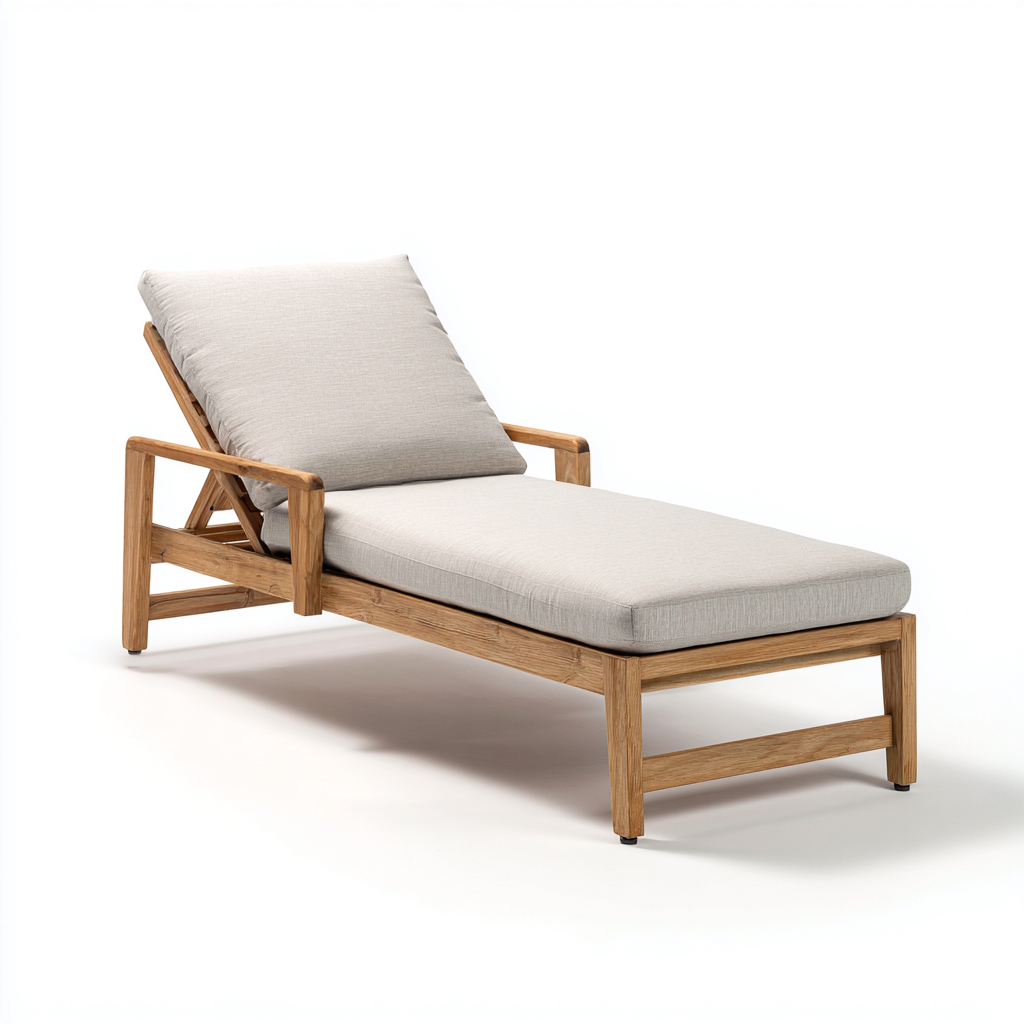 Lettino da sole per esterni struttura in legno tessuto 195x70x85 cm - beige - design moderno adatto per uso outdoor- Havengetyard