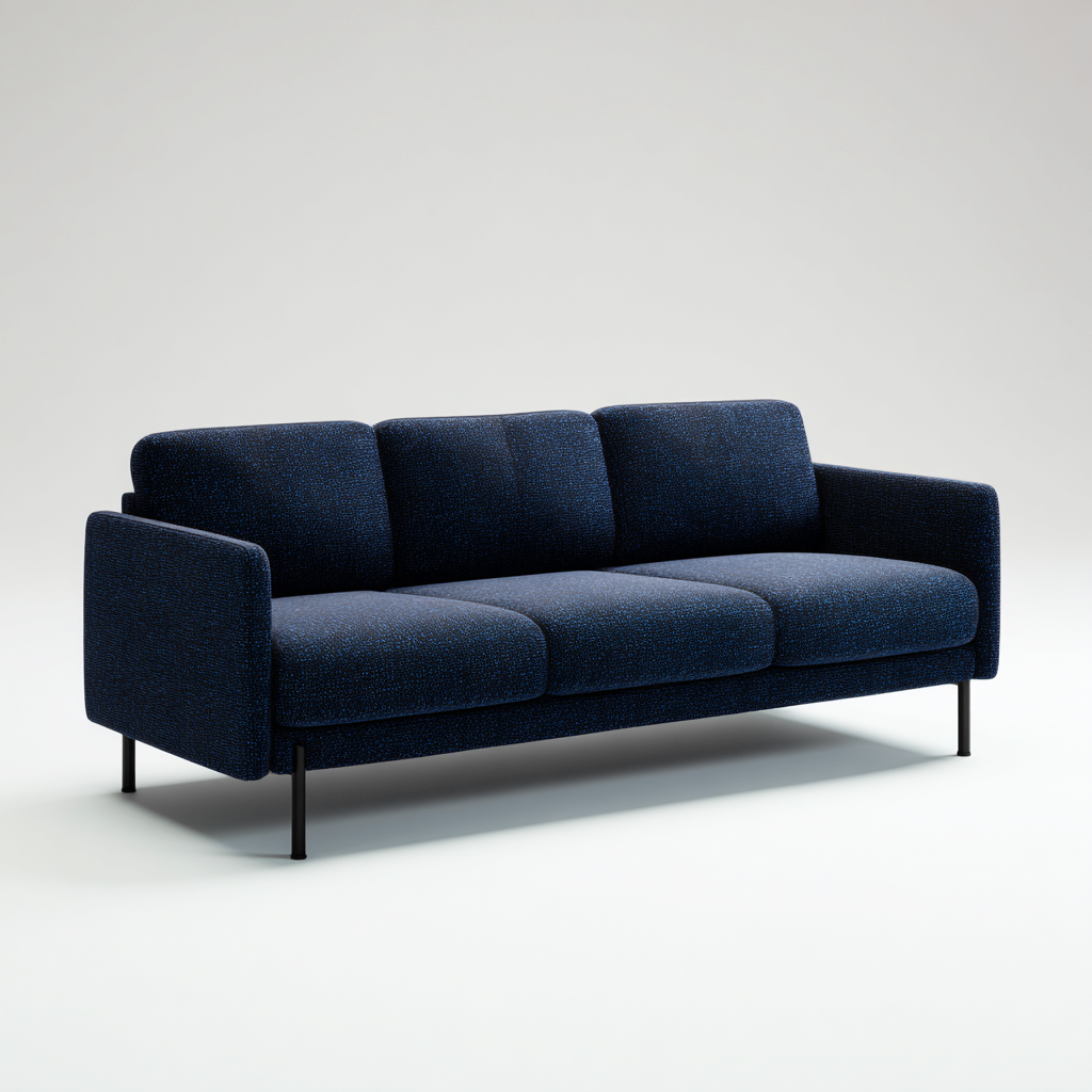 Divano a 3 posti in tessuto per soggiorno 210x90x85 cm - blu navy - design moderno lineare- Havengetyard