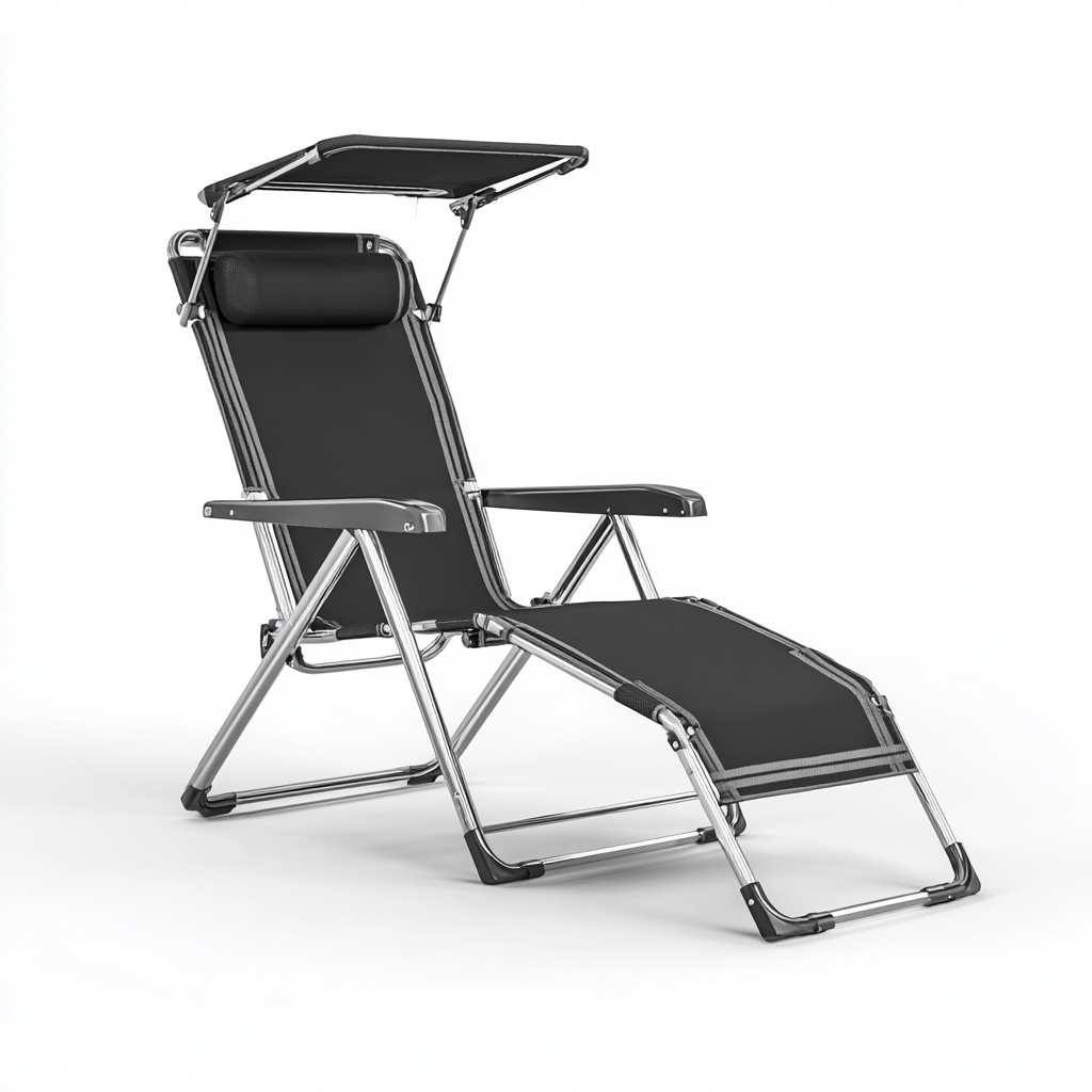 Lettino da sole - metallo e tessuto tecnico - 185x60x125 cm - nero - per esterni - stile funzionale - design pieghevole- Havengetyard