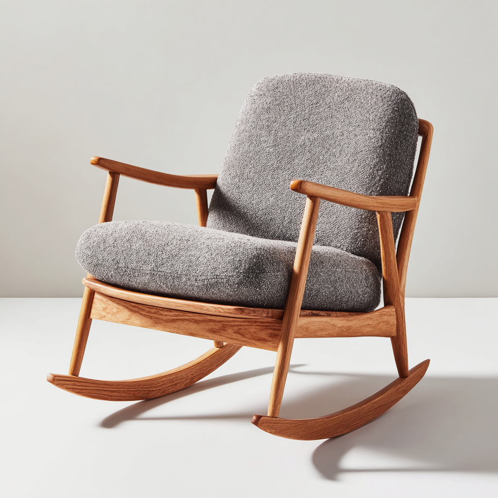 Sedia a dondolo in tessuto 96x82x90 cm - grigio - design moderno per soggiorno- Havengetyard