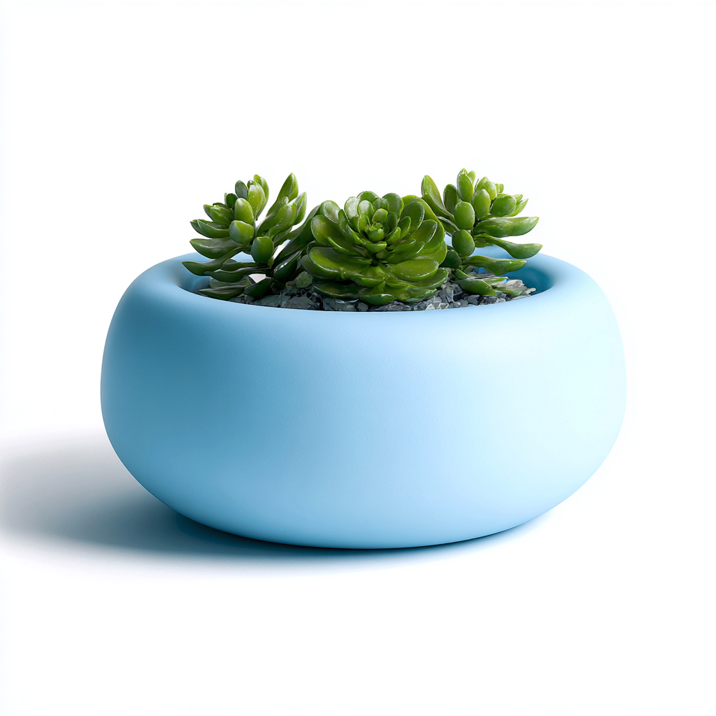 Vaso da fiori Plastica 24x24x12 cm - Azzurro - Design moderno- Havengetyard