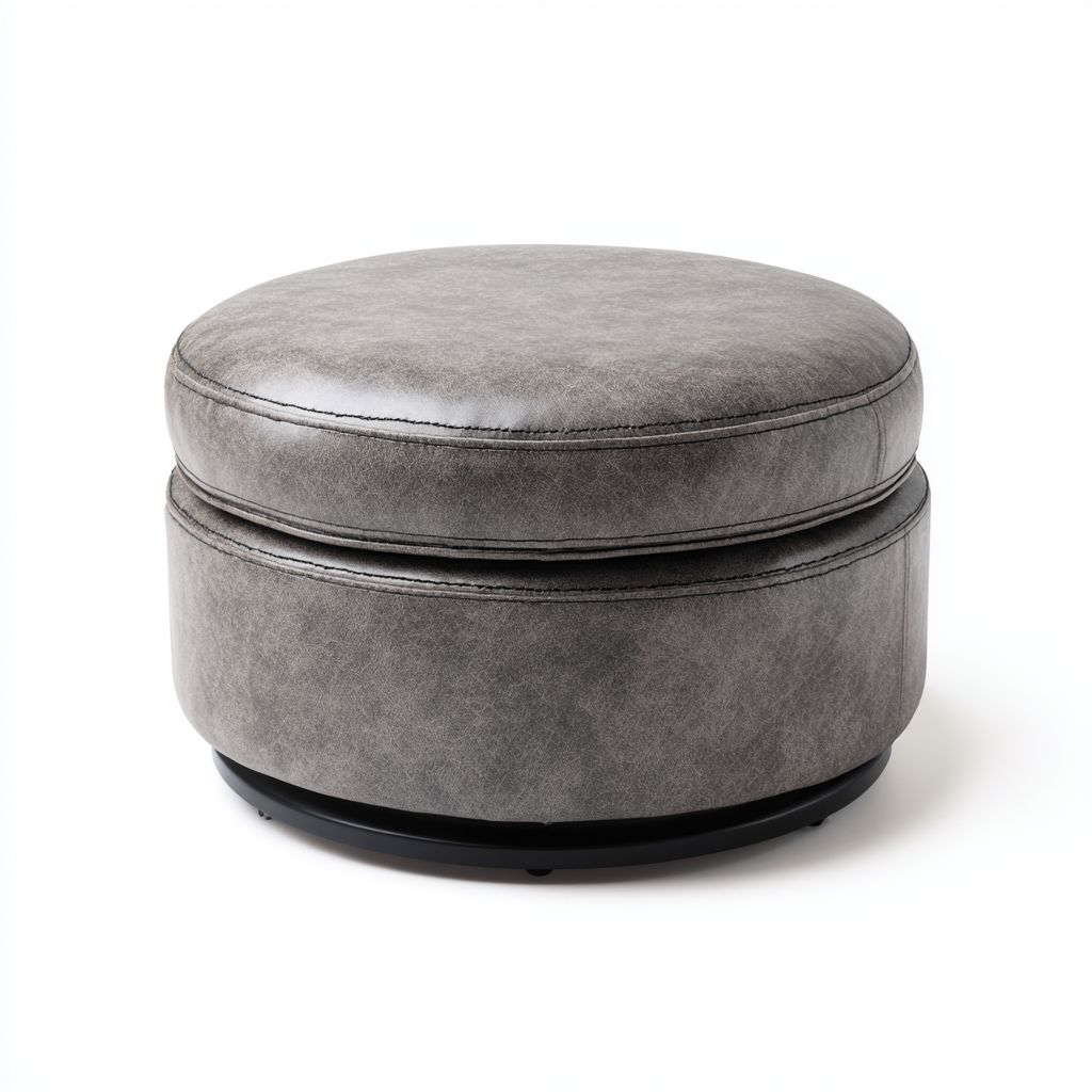 Pouf - pelle - 50x50x35 cm - grigio-nero - stile moderno- Havengetyard