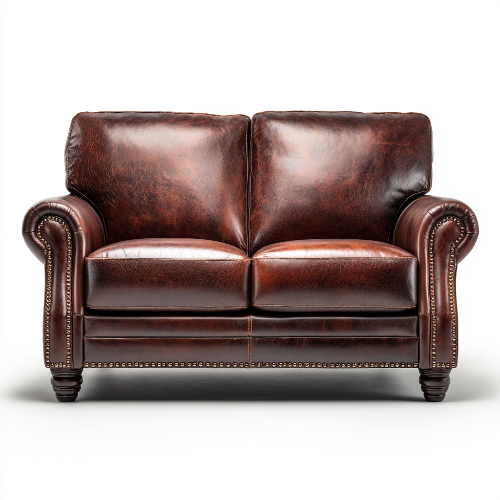 Divano lineare - Pelle - 150x90x85 cm - Marrone scuro - Adatto per soggiorno - Design classico- Havengetyard