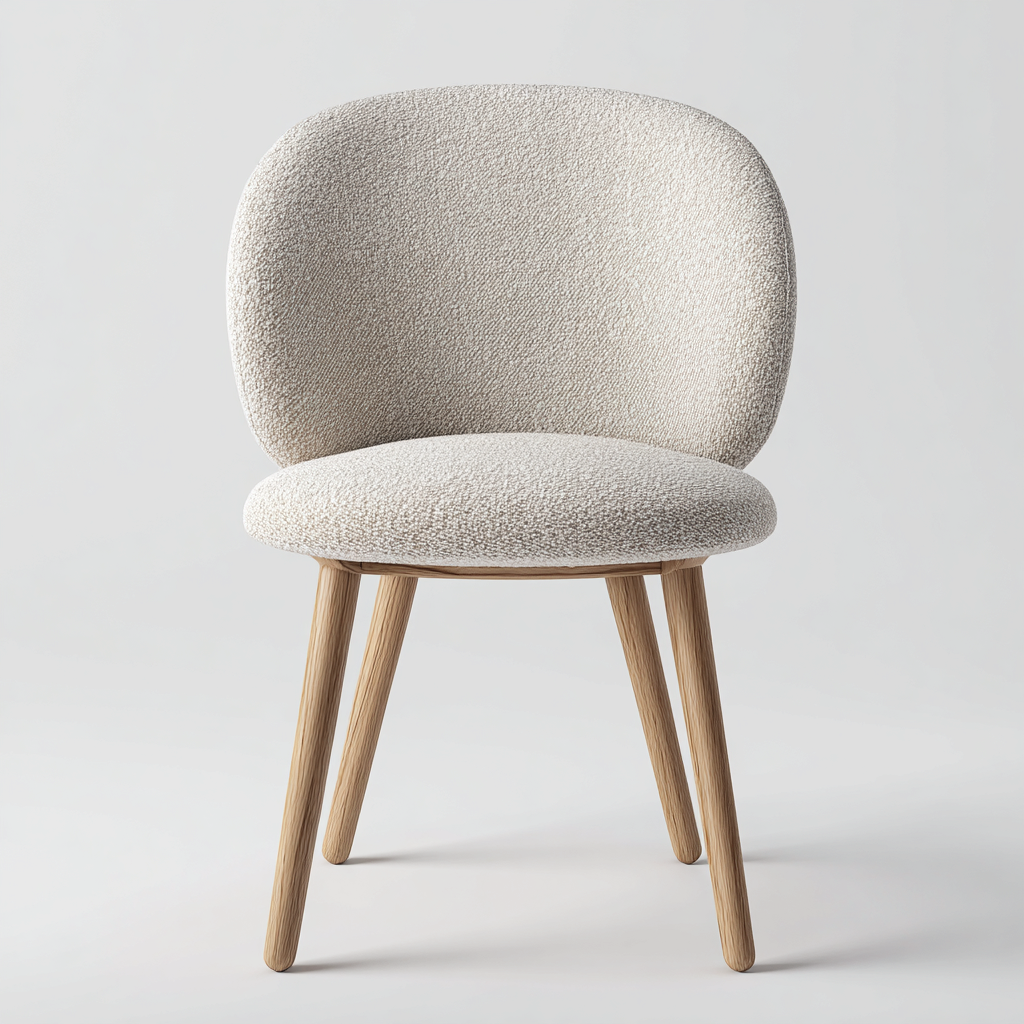 Sedia da pranzo imbottita in tessuto bouclé 50x55x78 cm - beige - adatta per sala da pranzo - design moderno- Havengetyard